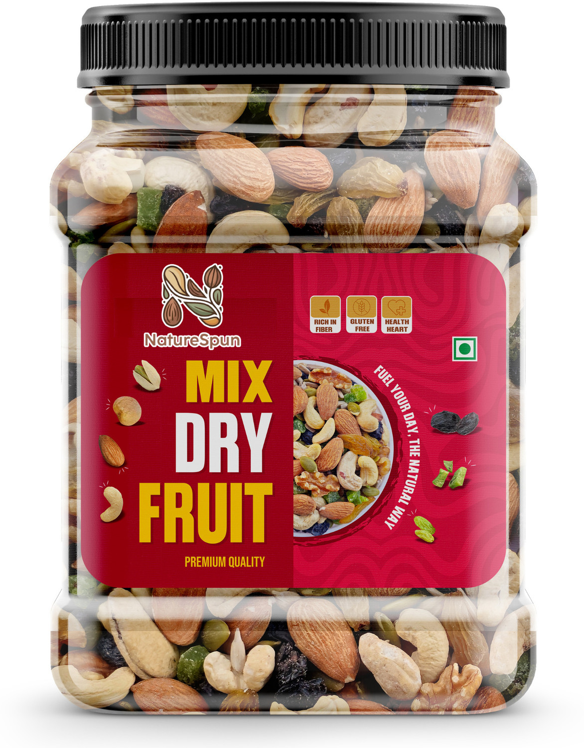 Image of NatureSpun Healthy Nutmix 250g | Almonds, Cashews, Raisins, Dates, Amla, Apricots, Assorted Seeds & Nuts (1 x 250 g)