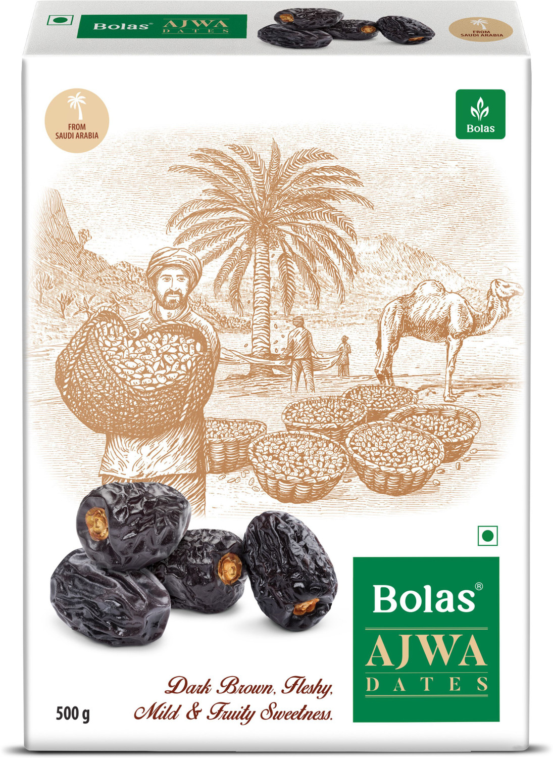 Image of Golden Tree Premium Ajwa Dates, Khajur, Khajoor, Juicy & Delicious Khajoor, Instant Energy Dry Dates (2 x 250 g)