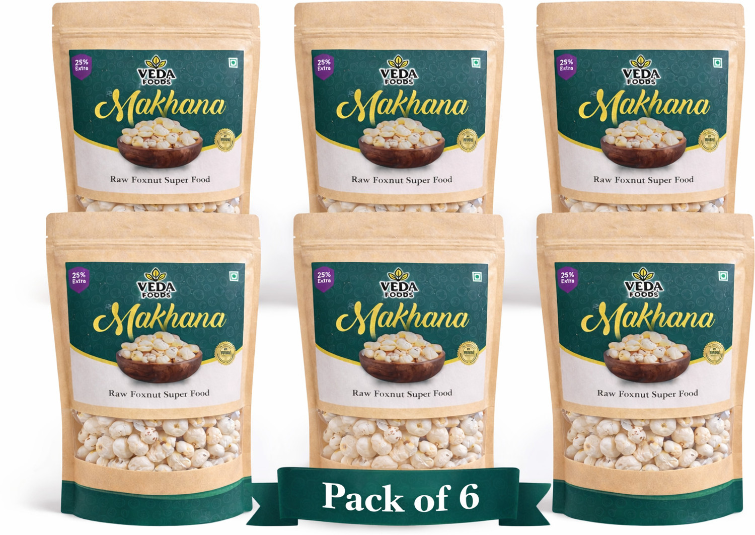 Image of triangle Makhana, Fox Nuts (Phool Makhana), 1 Kgs | Small Medium Mix| Lotus Seeds Fox Nut (4 x 250 g)