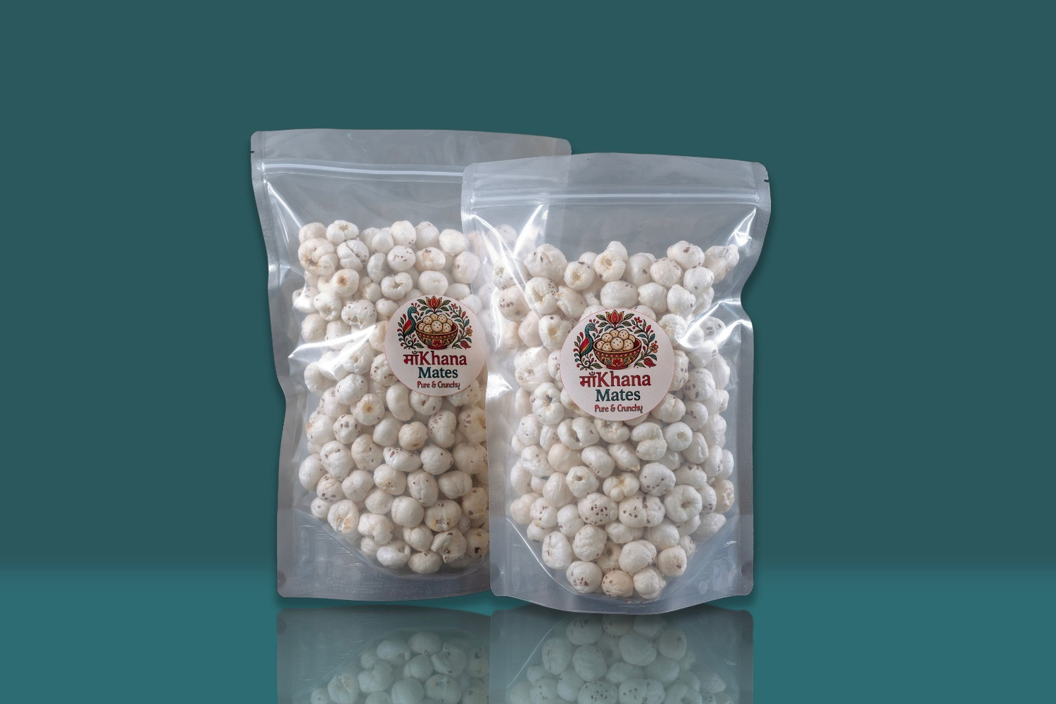 Image of triangle Makhana, Fox Nuts (Phool Makhana), 1 Kgs | Small Medium Mix| Lotus Seeds Fox Nut (4 x 250 g)