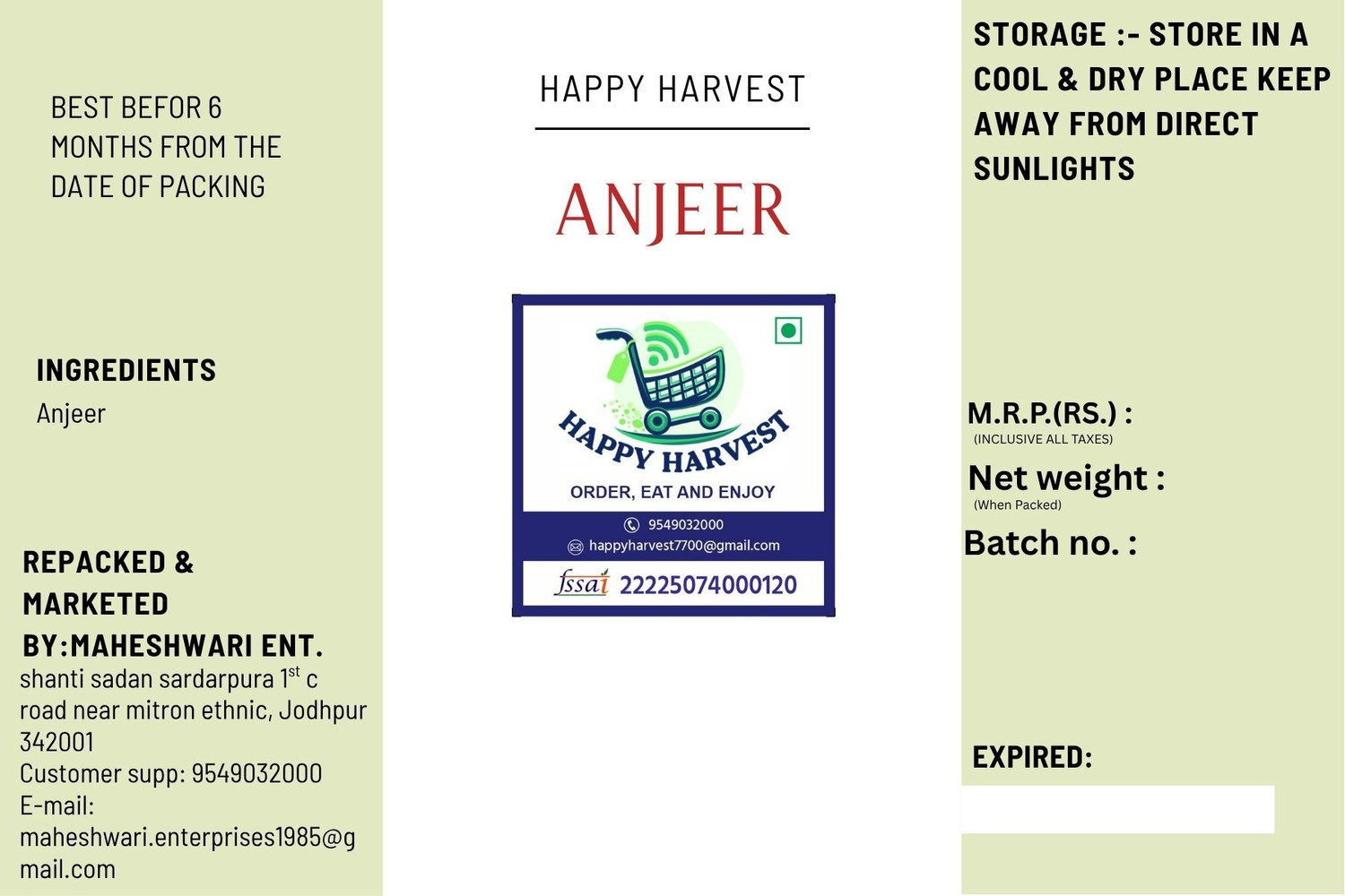 Image of Happy Harvest Anjeer Dry Fruits || Dried Figs- 1 kg-JAR Packing Figs (1 x 1000 g)