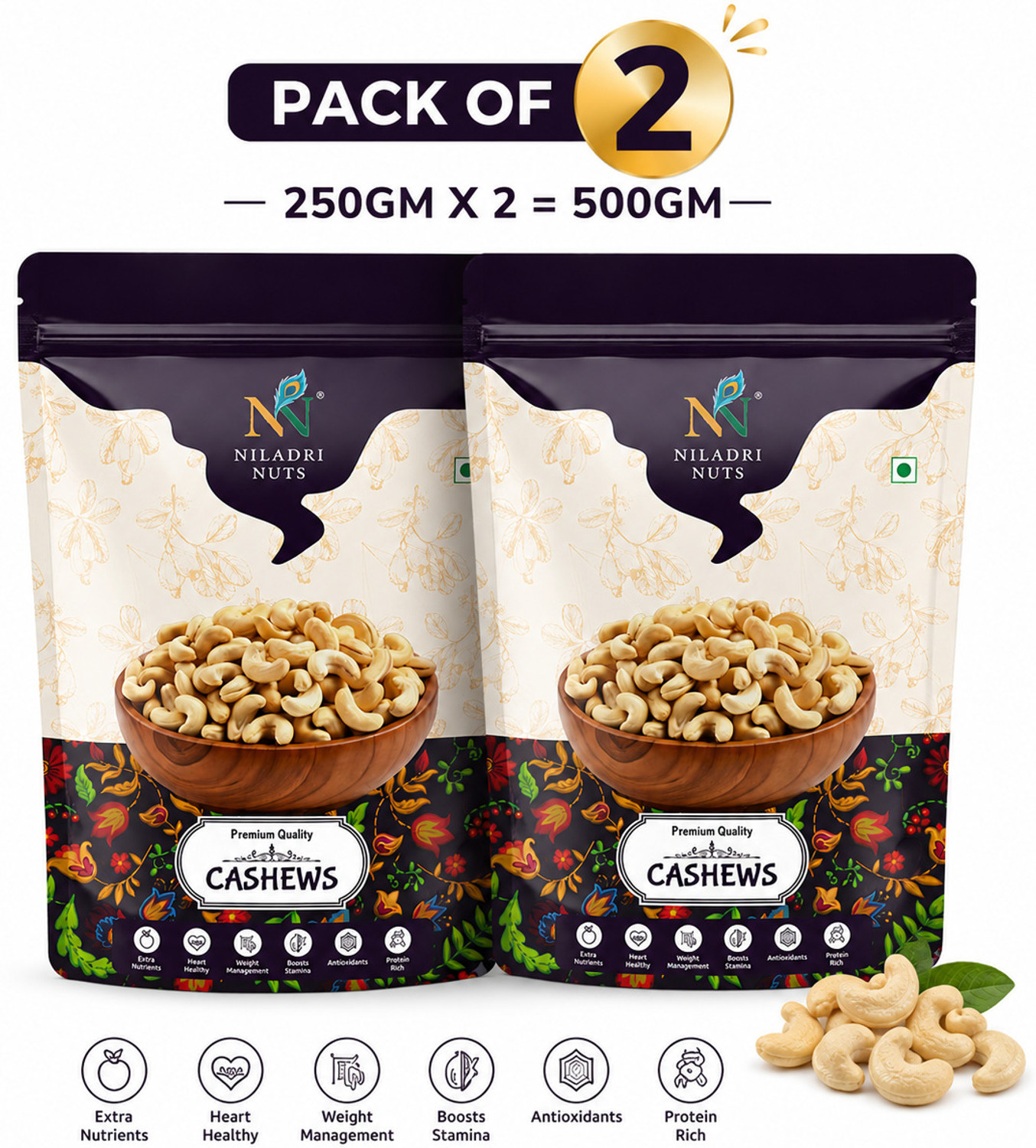 Image of ANDRAMART Plain Rosted and salted Nuts Cashews (1 x 500 g)