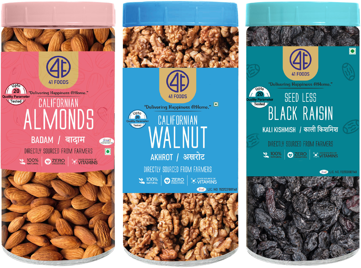 Image of YUM YUM California Almonds 500g & Walnut Kernels 350g Akhrot Giri Dry Fruits Combo Pack- 850g (Jar) Almonds, Walnuts (2 x 425 g)