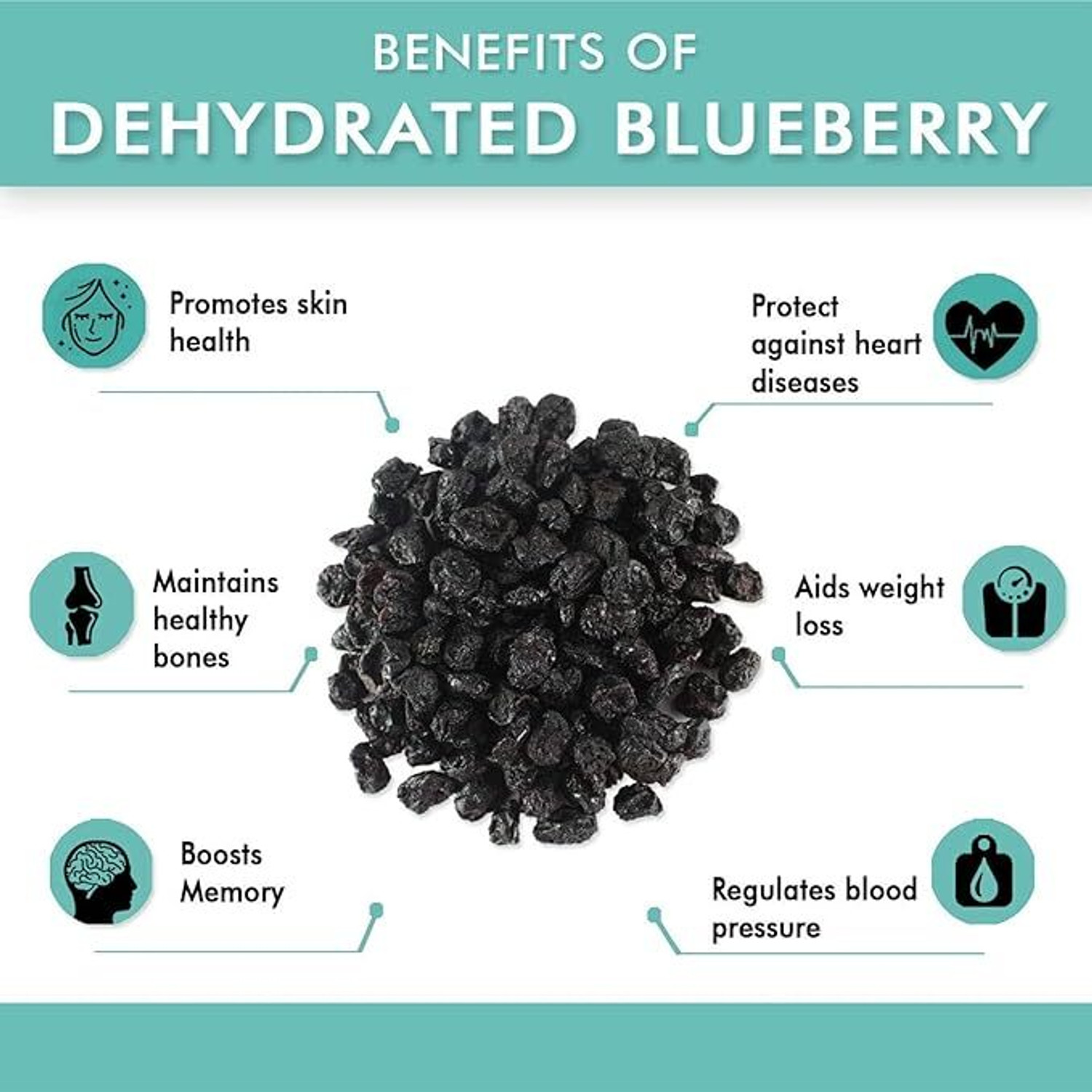 Image of VEXA NATURALS Dried Blueberries | No Added Sugar | Vitamin & Fiber Rich Blueberry (1 x 250 g)