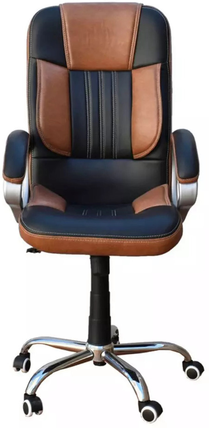 Image of Palarial High-Back Ergonomic Office Chair with Dual-Tone, Lumbar Support Leatherette Office Executive Chair (Brown, Black, Knock Down)