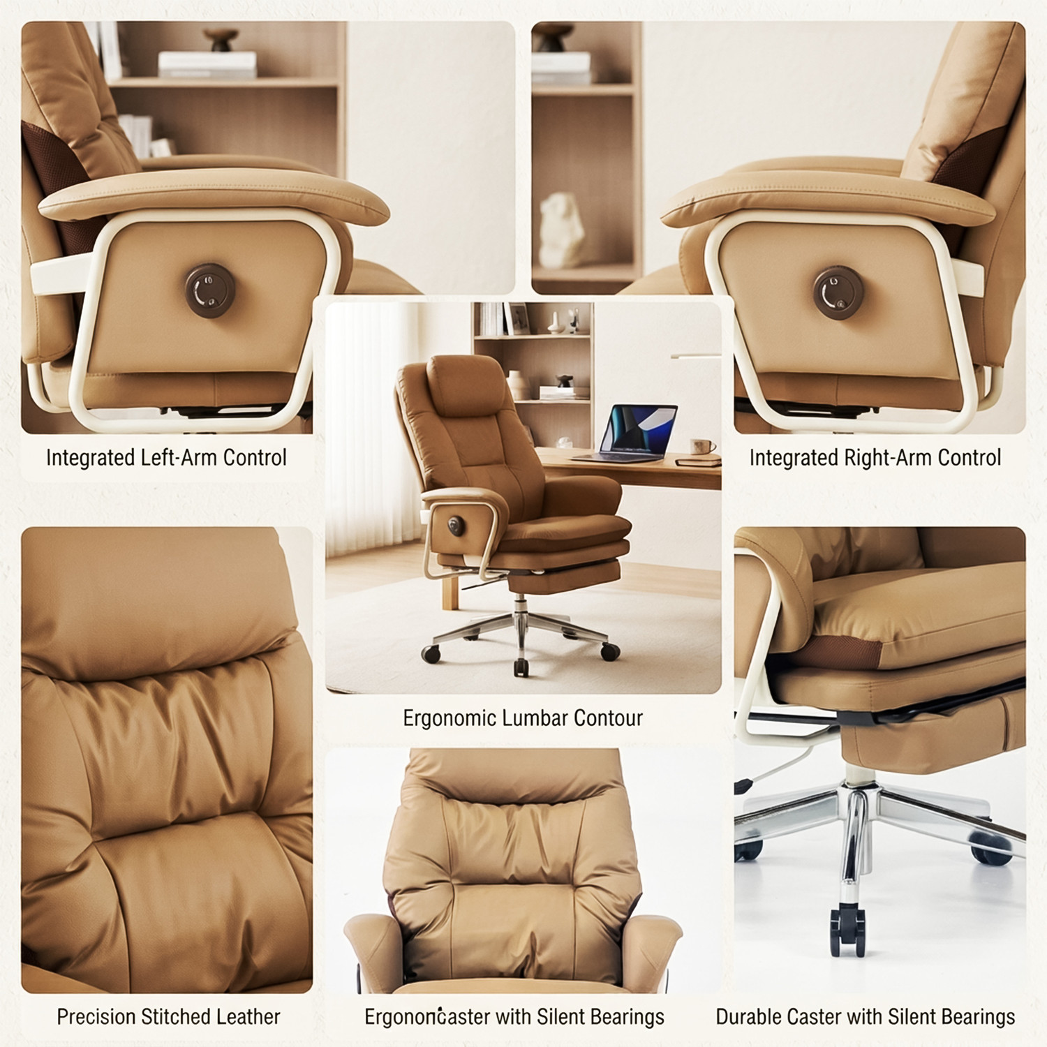 Image of oakluxe Leatherette Office Executive Chair (Brown, Knock Down)