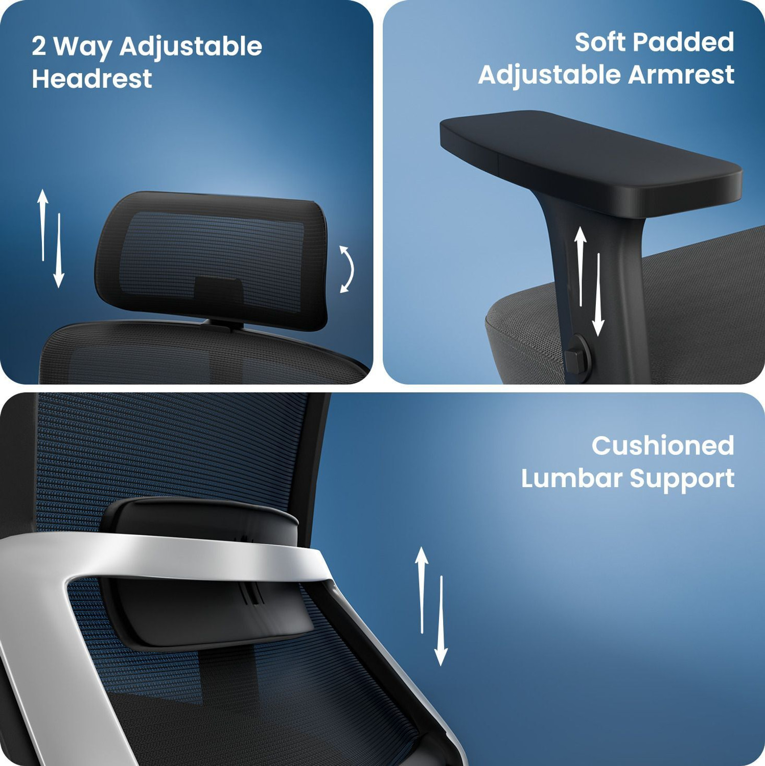 Image of Vergo Inspire High Back Ergonomic Chair, 1D Armrests, Metal Base, Home, Desk, Study Mesh Office Adjustable Arm Chair (Black, DIY(Do-It-Yourself))