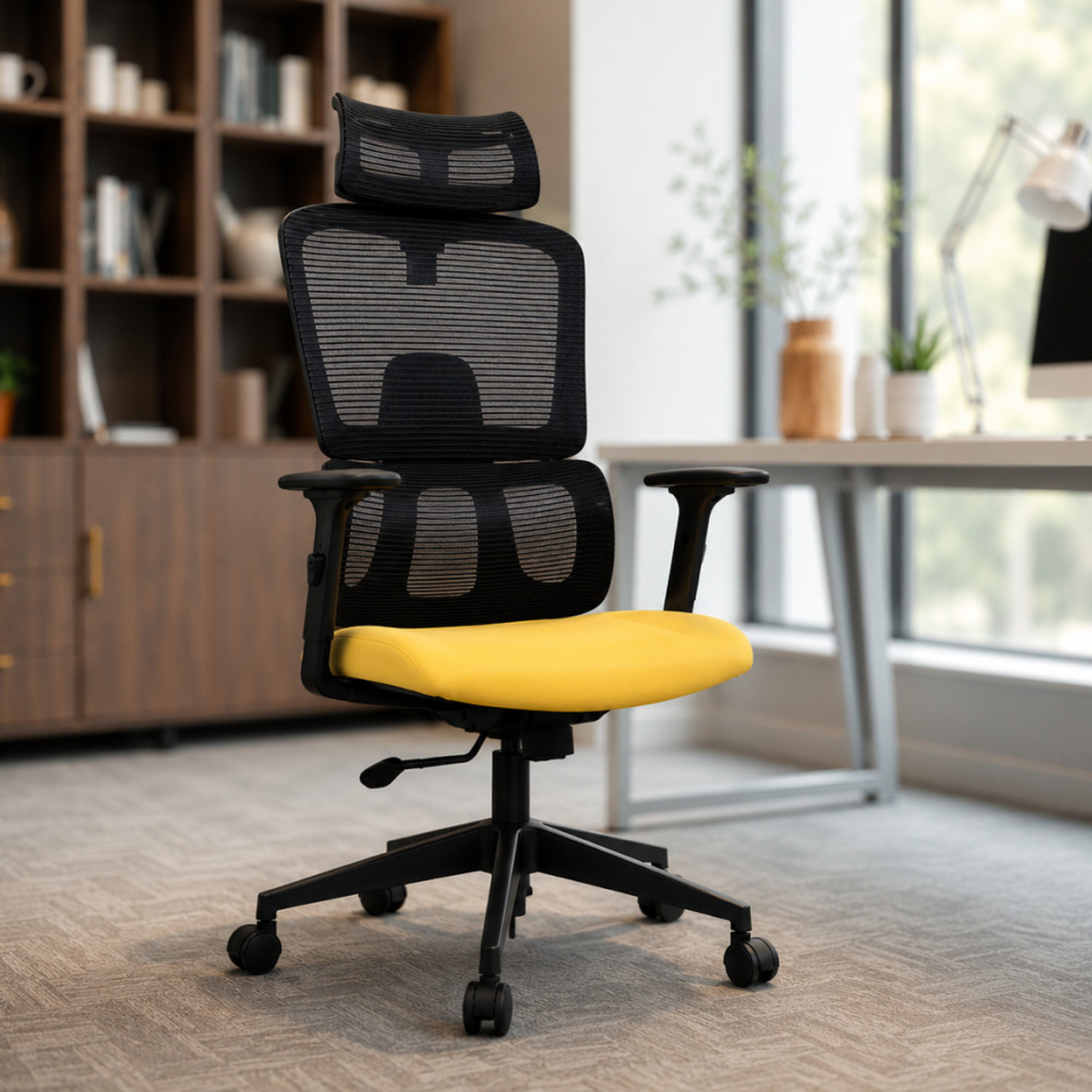 Image of impact interio executive chairs Fabric Office Executive Chair (White, Grey, Knock Down)