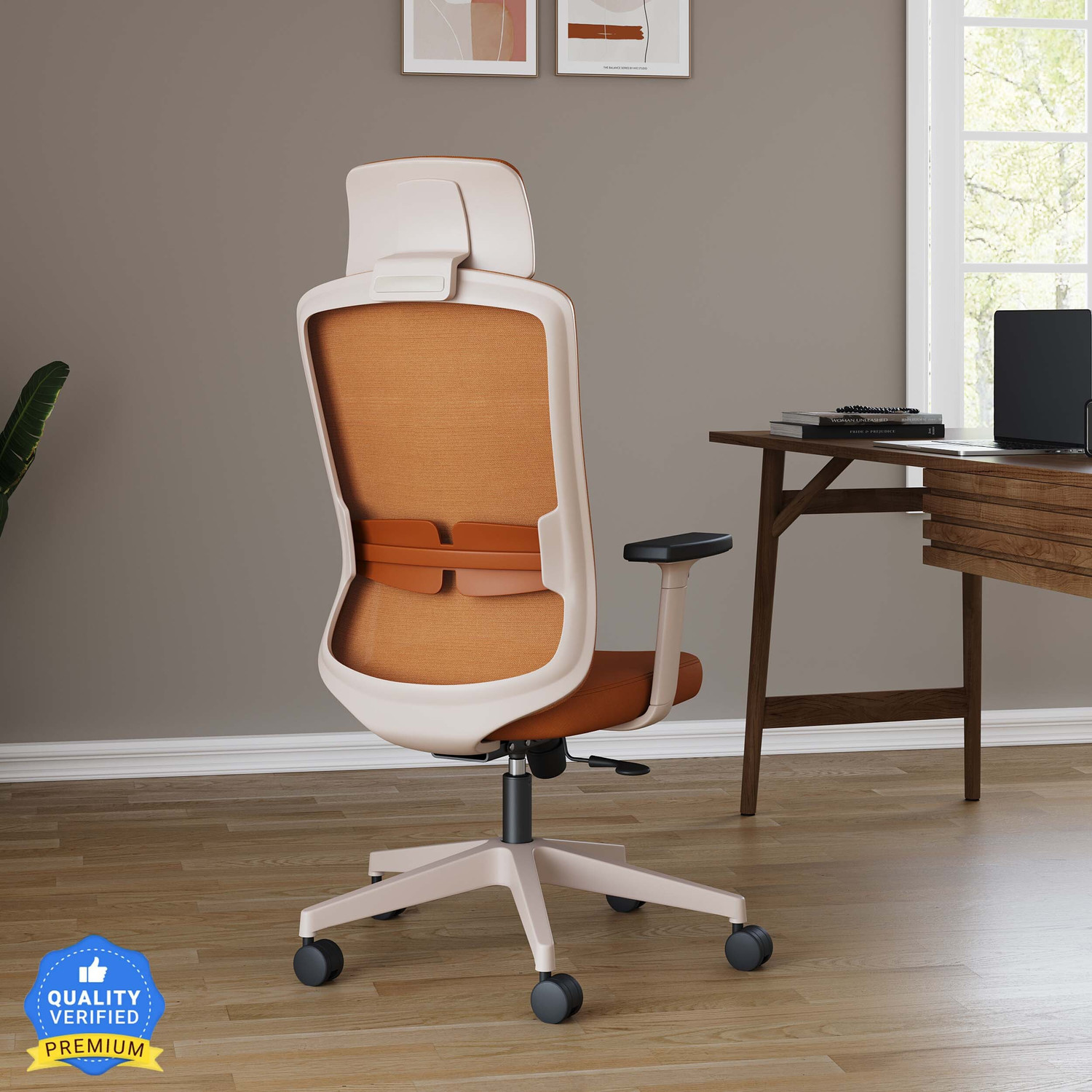Image of impact interio executive chairs Fabric Office Executive Chair (White, Grey, Knock Down)