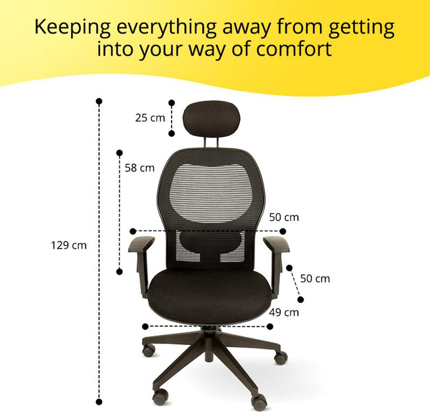Image of pace seating Home and Office Y Mesh Chair, High Back Mesh Ergonomic with Adjustable Armrests Nylon Office Conference Chair (Black, Optional Installation Available)