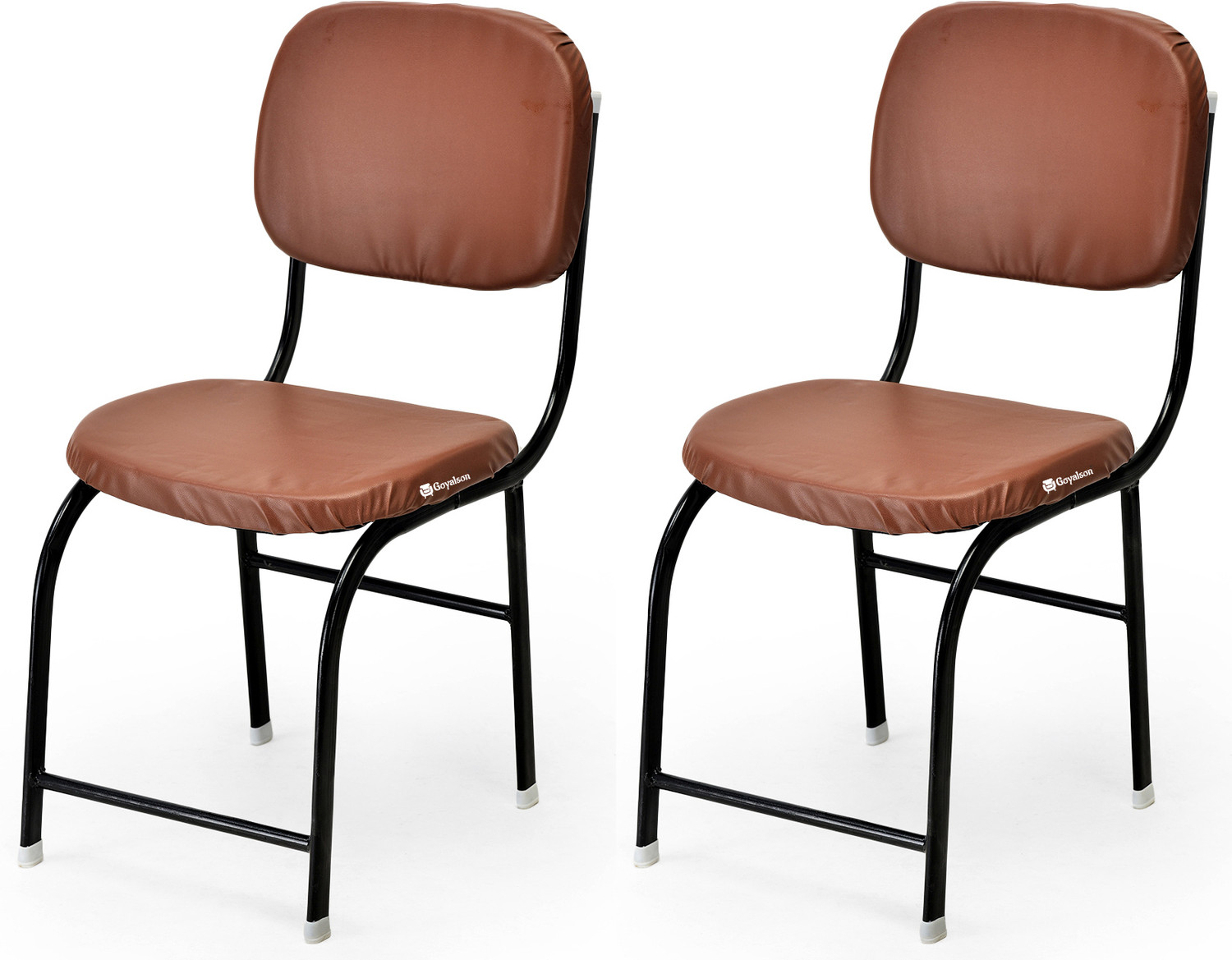 Image of Goyal Steel & Furniture Industries Modern Leatherette steel Dining Chair for Kitchen and Living Room Metal Dining Chair (Set of 3, Finish Color - red)