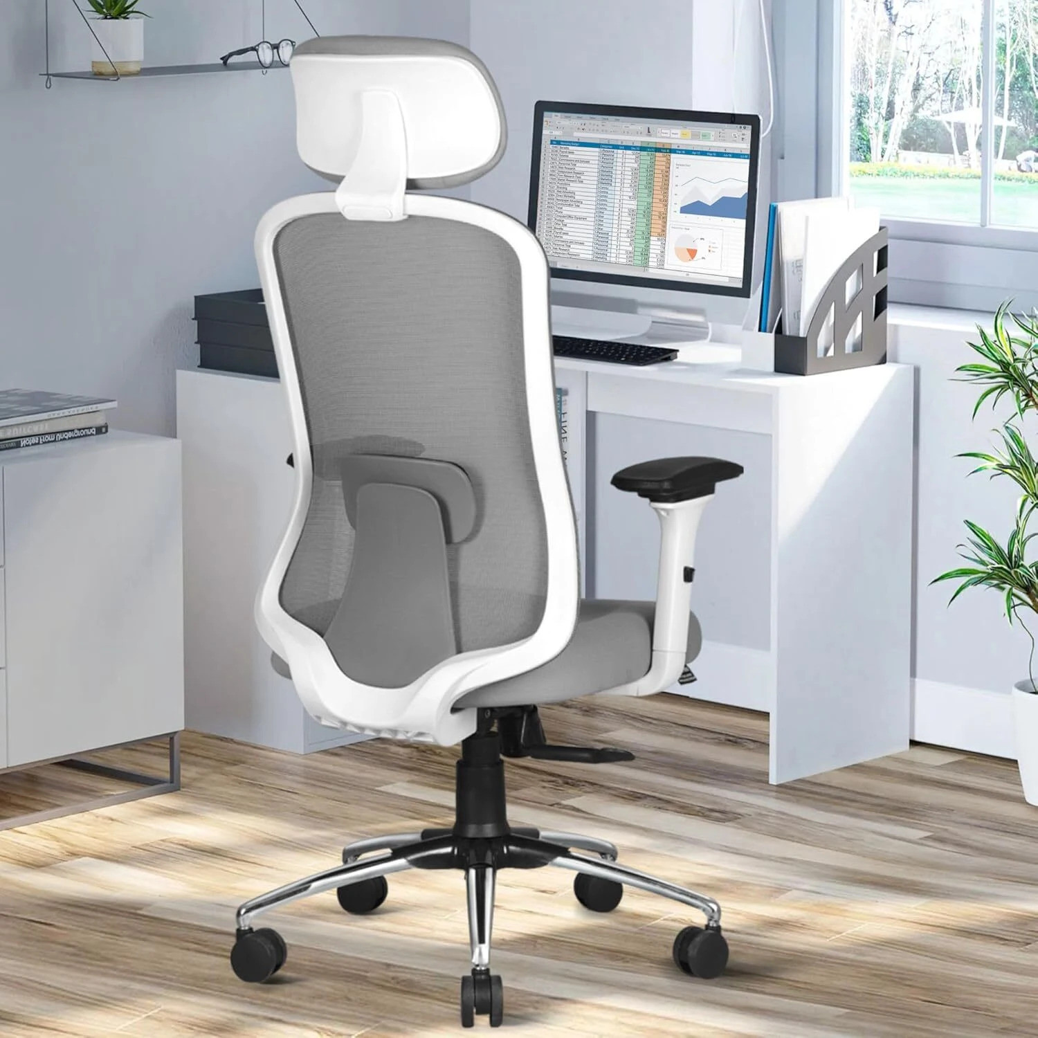 Image of Palarial High-Back Ergonomic Office Chair with Dual-Tone, Lumbar Support Leatherette Office Executive Chair (Brown, Black, Knock Down)