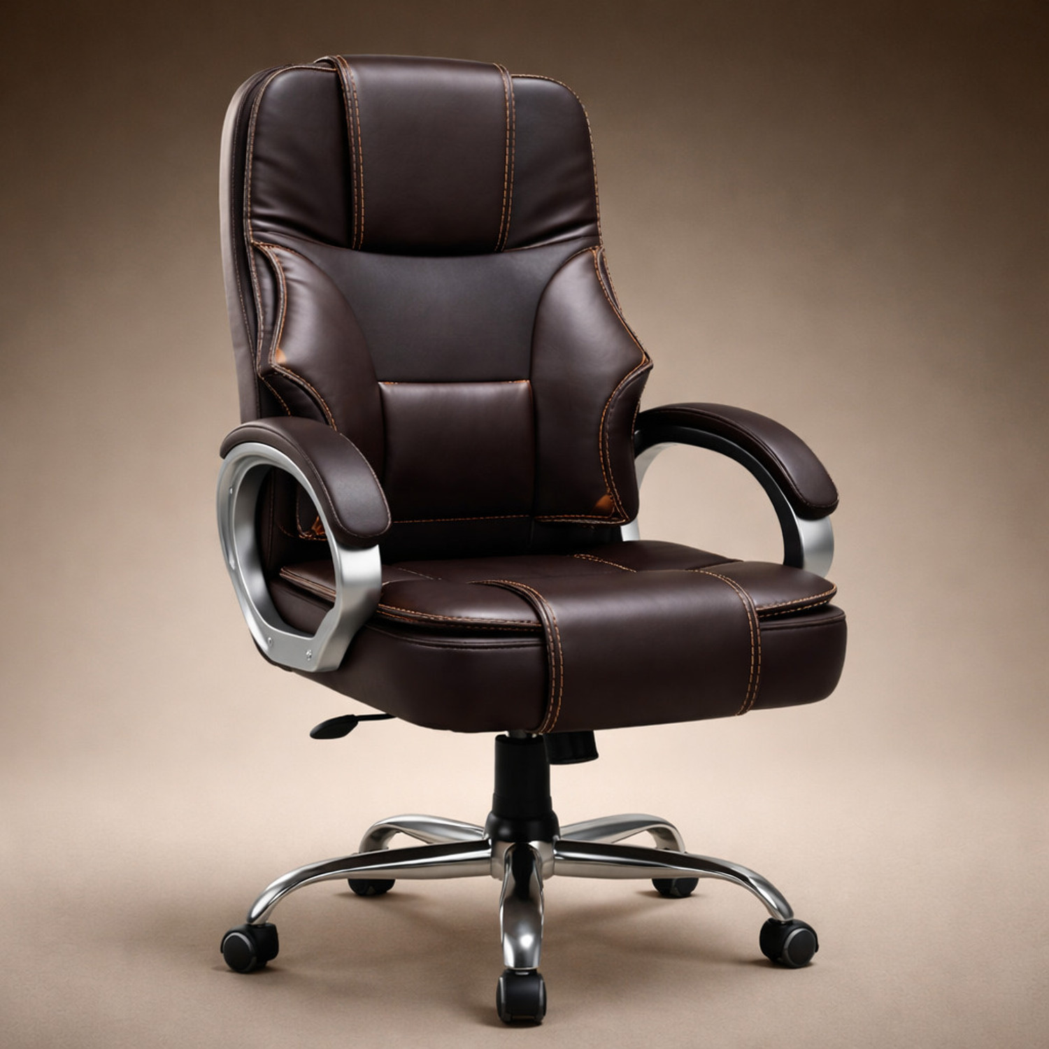 Image of oakluxe Leatherette Office Executive Chair (Brown, Knock Down)