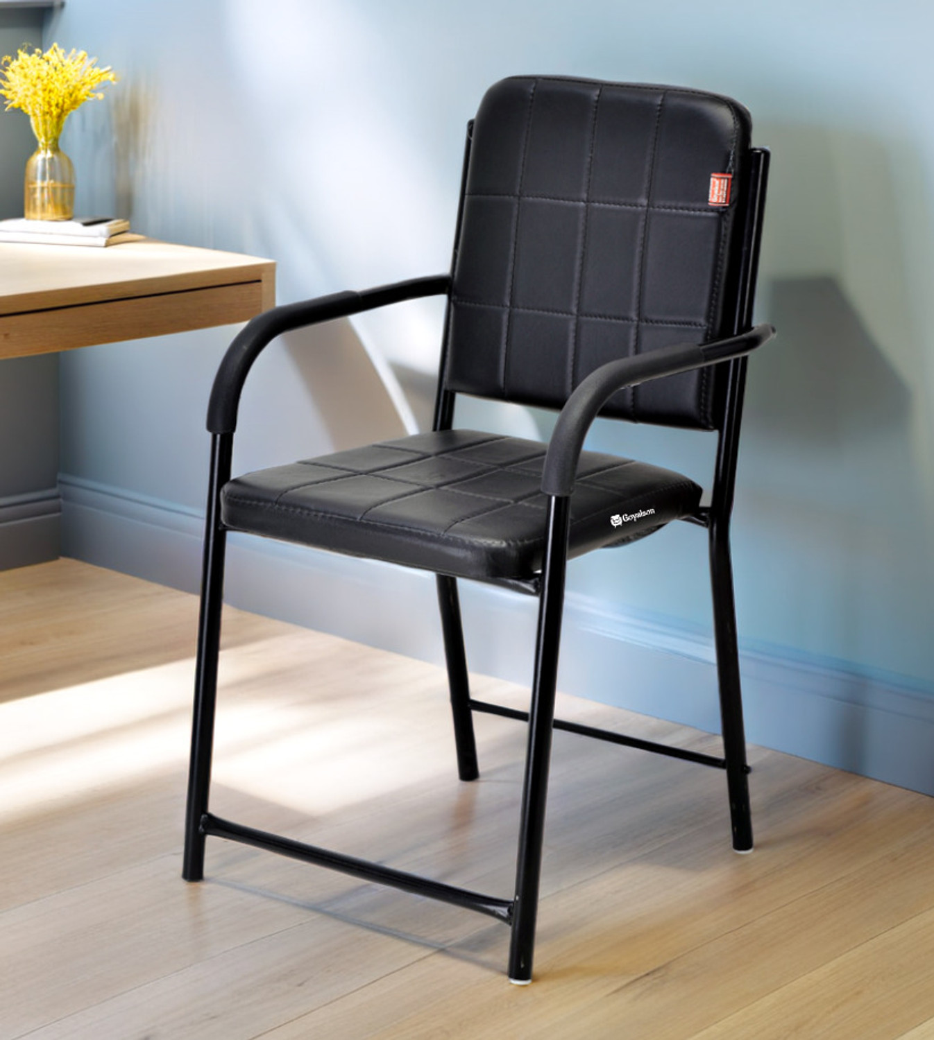 Image of Goyal Steel & Furniture Industries Modern Leatherette steel Dining Chair for Kitchen and Living Room Metal Dining Chair (Set of 3, Finish Color - red)