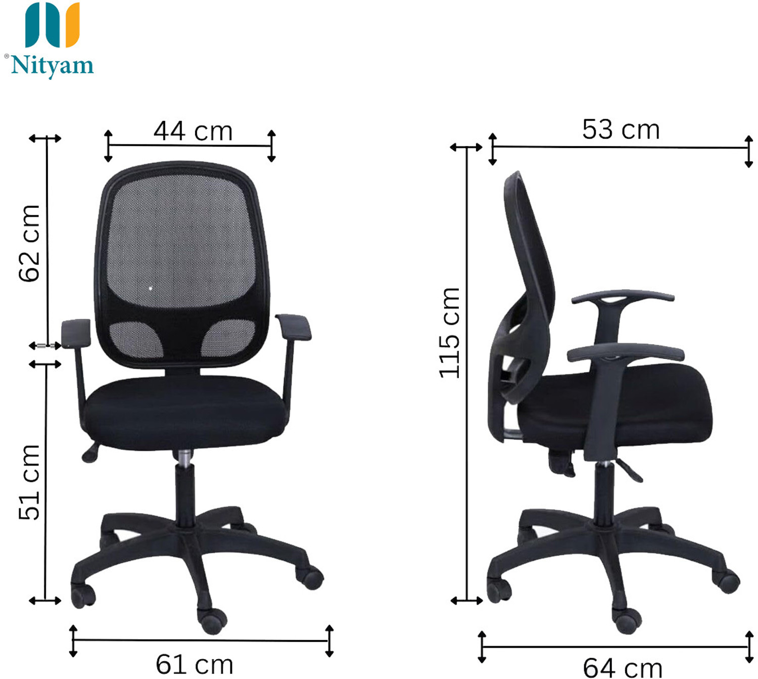 Image of NITYAM Office | Gamming | Study | Meeting Chair For Work From Home Mesh Office Executive Chair (BLACK, DIY(Do-It-Yourself))