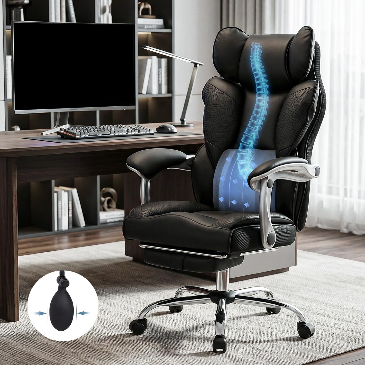 Image of oakluxe Leatherette Office Executive Chair (Brown, Knock Down)