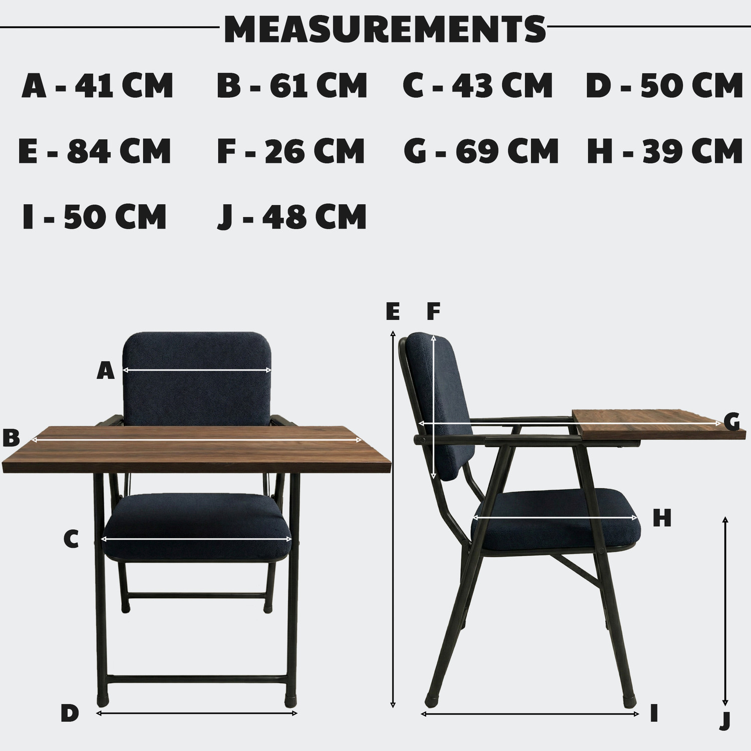 Image of MRC Executive Chairs MRC Metal Folding Study Chair With Desk For Home,Office Work Fabric Study Folding Chair (Black, Pre-assembled)