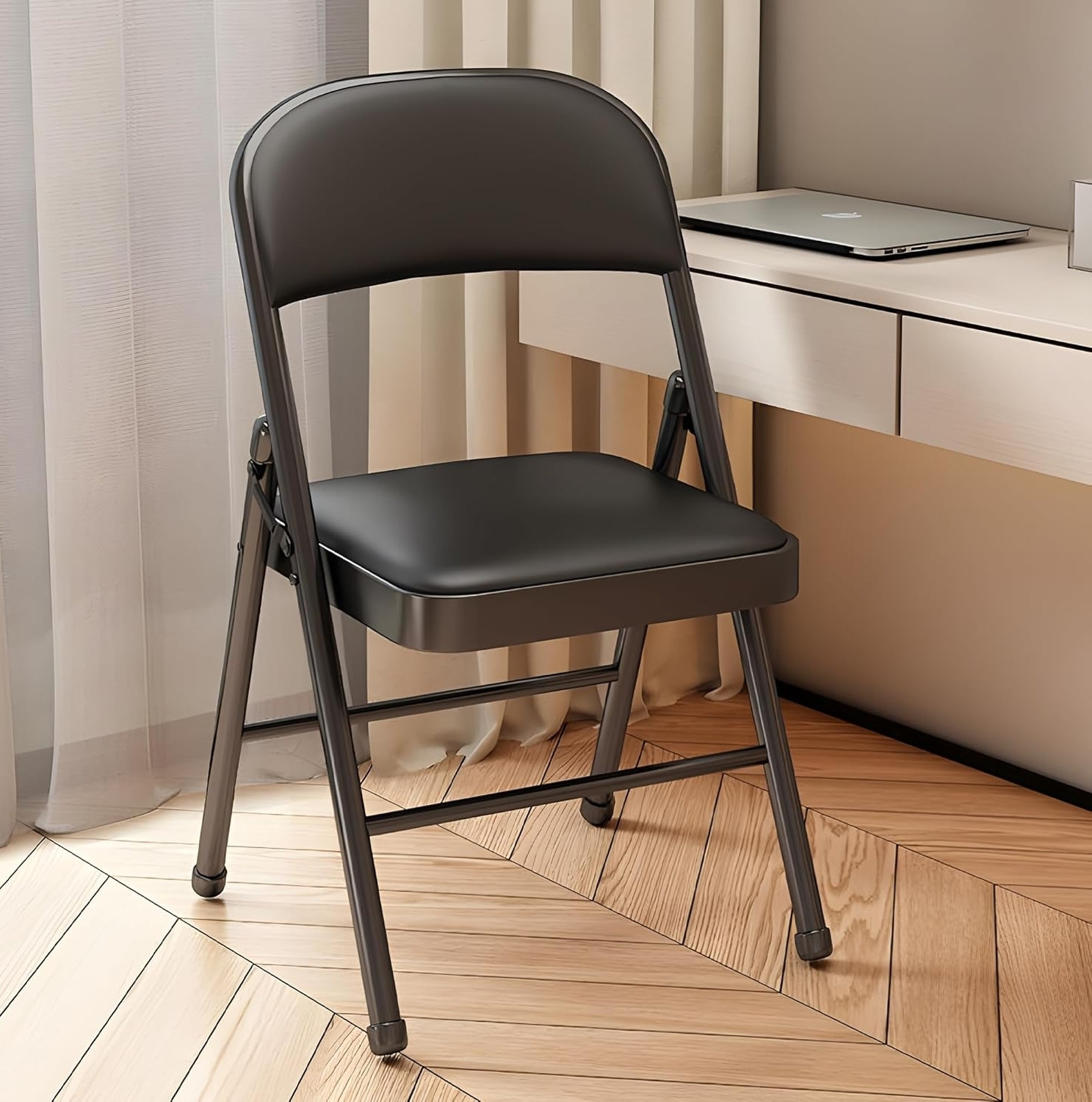 Image of MRC Executive Chairs MRC Metal Folding Study Chair With Desk For Home,Office Work Fabric Study Folding Chair (Black, Pre-assembled)