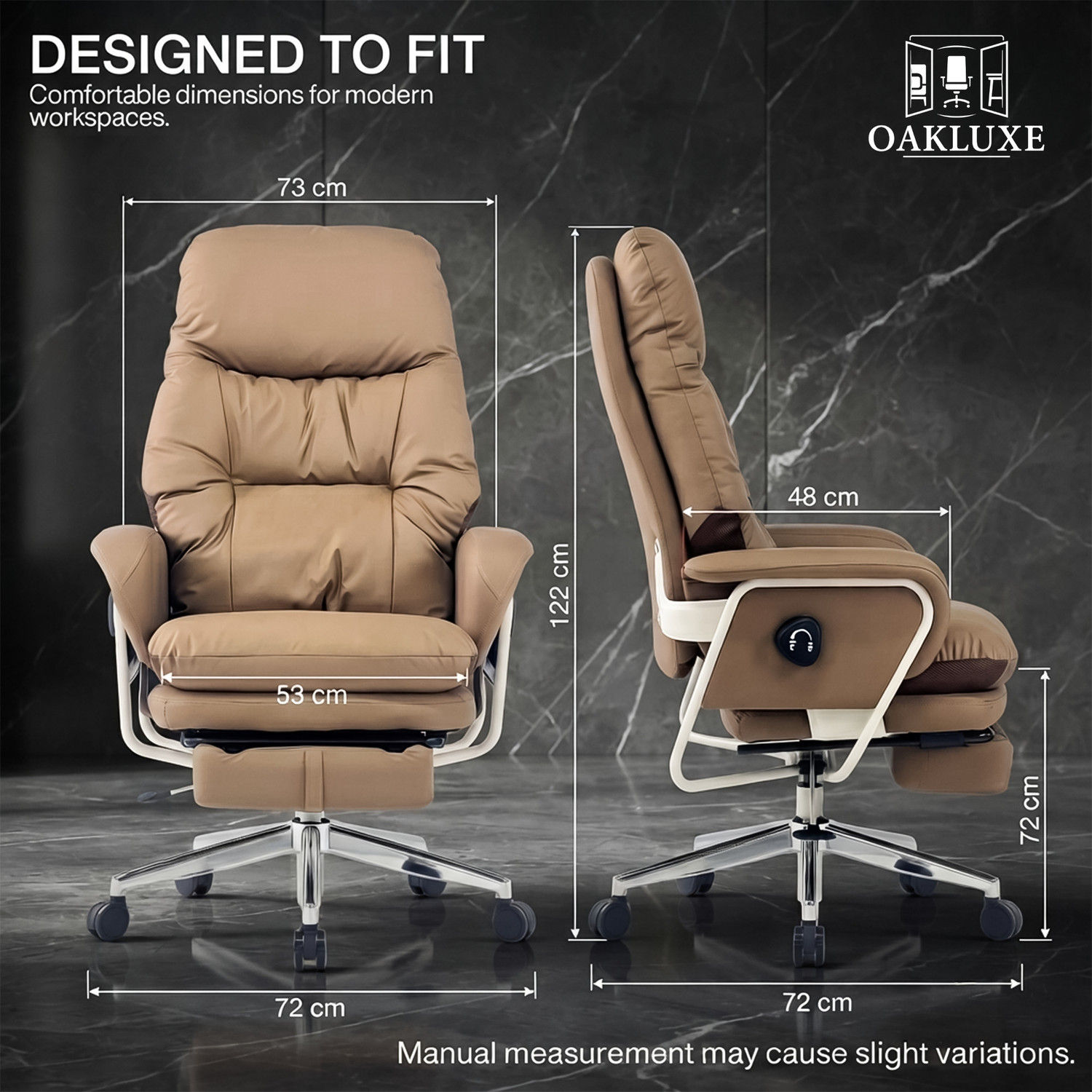 Image of oakluxe Leatherette Office Executive Chair (Brown, Knock Down)