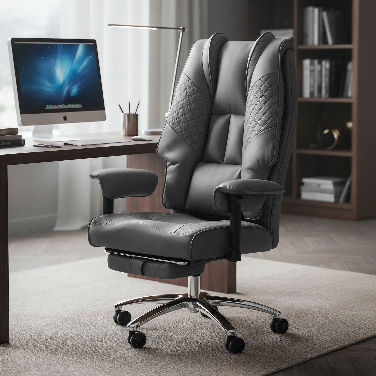 Image of oakluxe Leatherette Office Executive Chair (Brown, Knock Down)