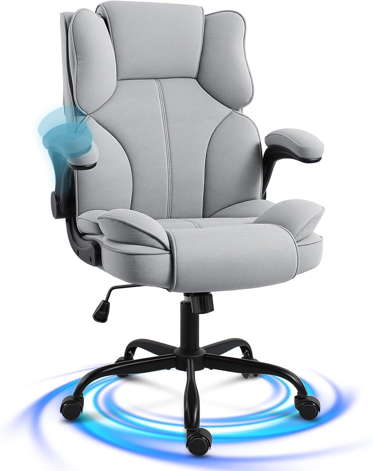 Image of TECHSEAT Leatherette Office Adjustable Arm Chair (Grey, DIY(Do-It-Yourself))