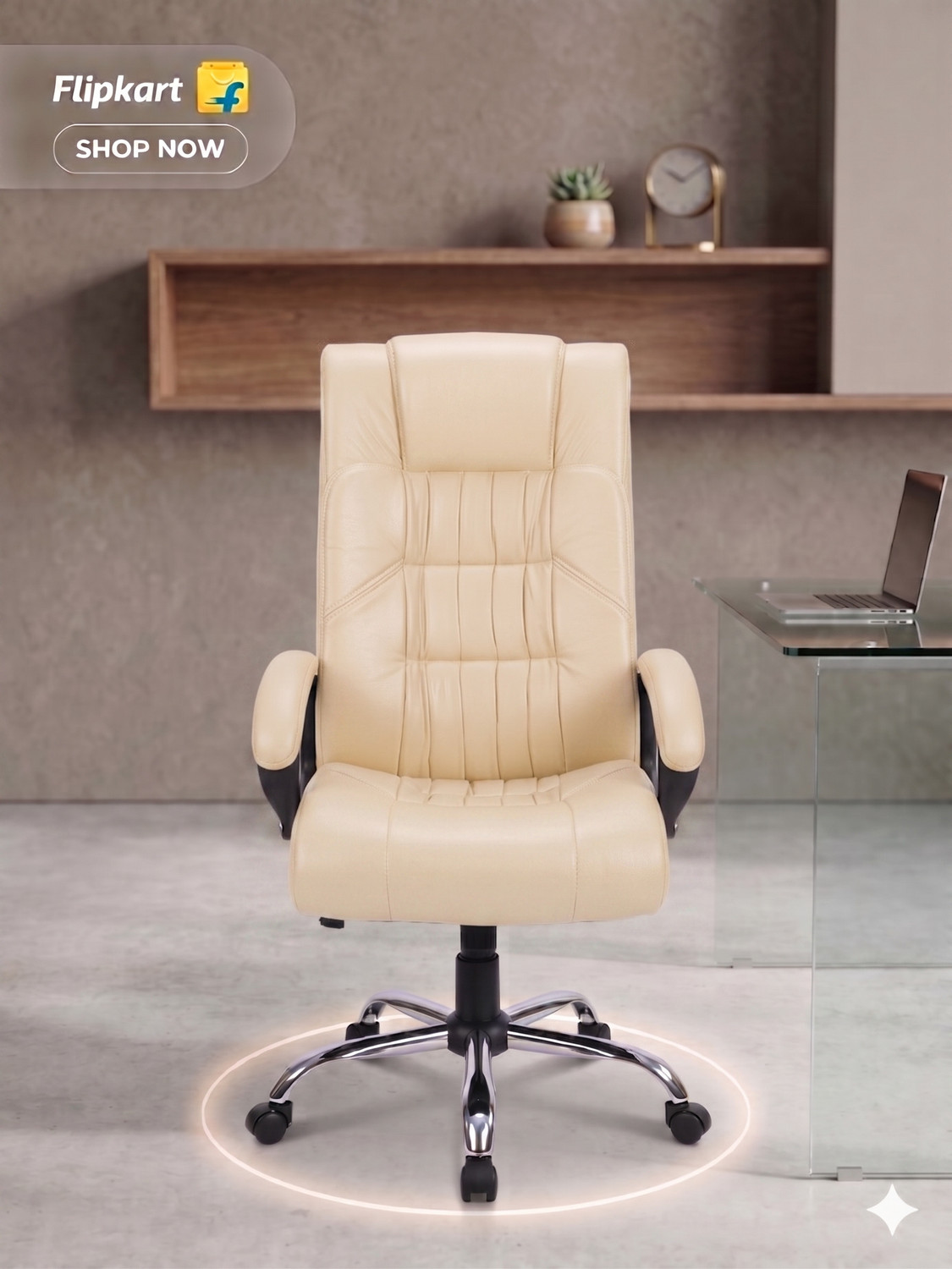 Image of oakluxe Leatherette Office Executive Chair (Brown, Knock Down)