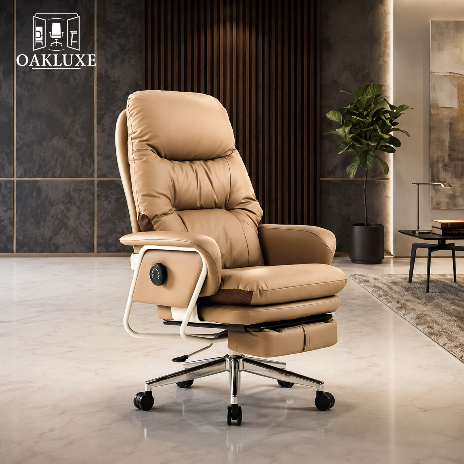 Image of oakluxe Leatherette Office Executive Chair (Brown, Knock Down)