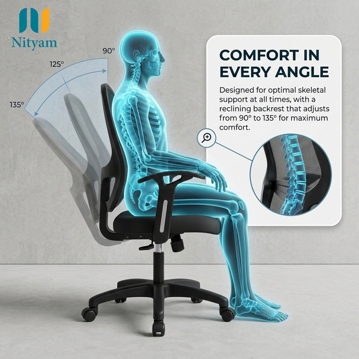 Image of NITYAM Office | Gamming | Study | Meeting Chair For Work From Home Mesh Office Executive Chair (BLACK, DIY(Do-It-Yourself))