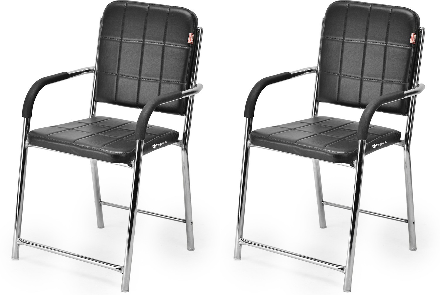 Image of Goyal Steel & Furniture Industries Modern Leatherette steel Dining Chair for Kitchen and Living Room Metal Dining Chair (Set of 3, Finish Color - red)