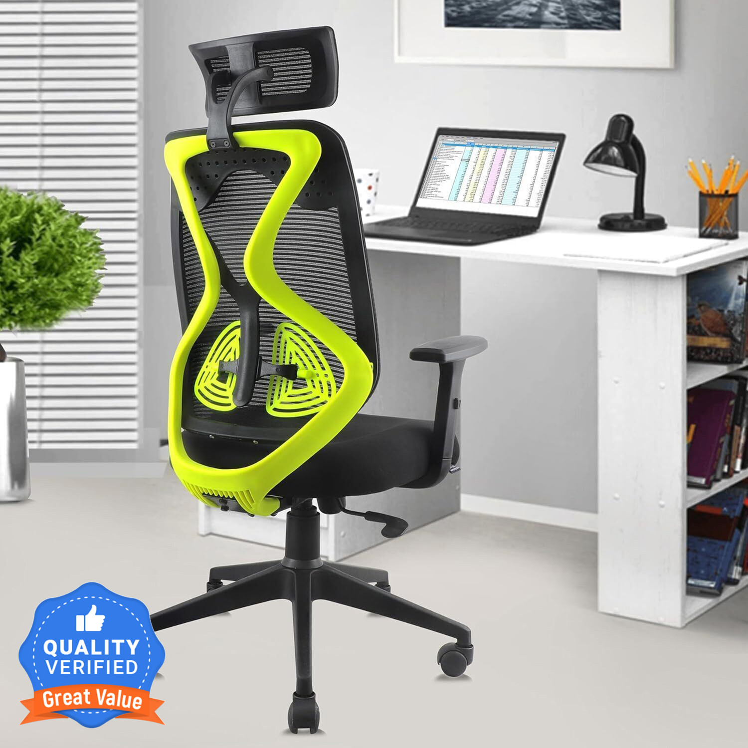 Image of Da URBAN Beatle Grey High Back Mesh Office Executive Chair (Grey, Optional Installation Available)