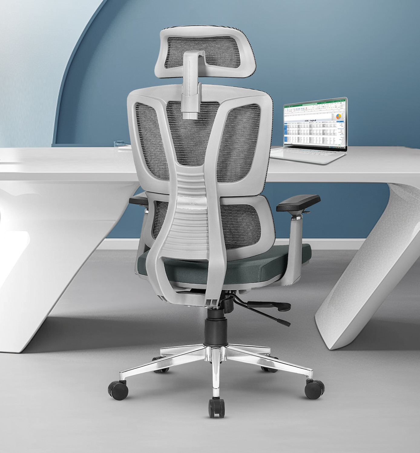 Image of Da URBAN Beatle Grey High Back Mesh Office Executive Chair (Grey, Optional Installation Available)