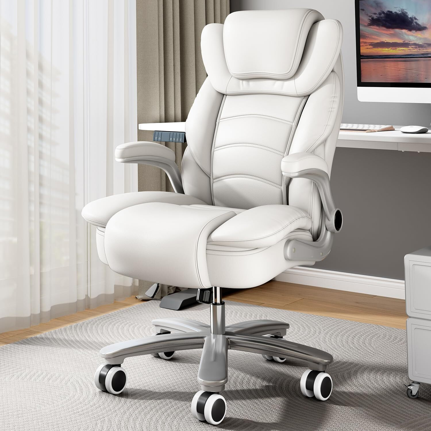 Image of impact interio executive chairs Fabric Office Executive Chair (White, Grey, Knock Down)