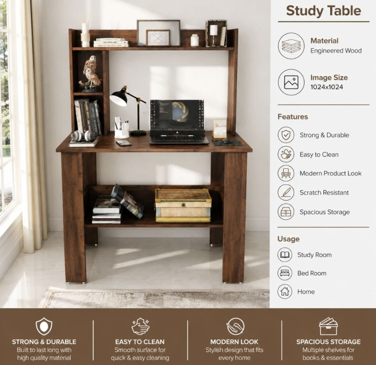 Image of DST CRAFT Engineered Wood Multipurpose Table (Free Standing, Finish Color - White, DIY(Do-It-Yourself))