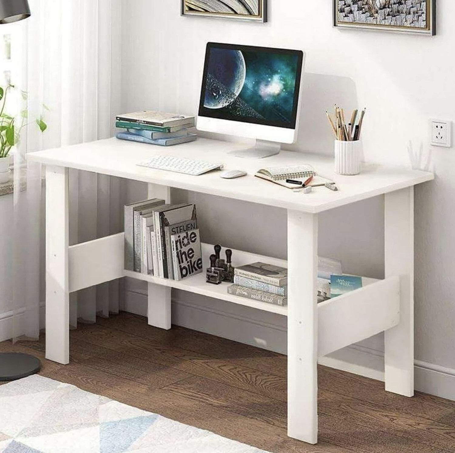 Image of DST CRAFT Engineered Wood Multipurpose Table (Free Standing, Finish Color - White, DIY(Do-It-Yourself))