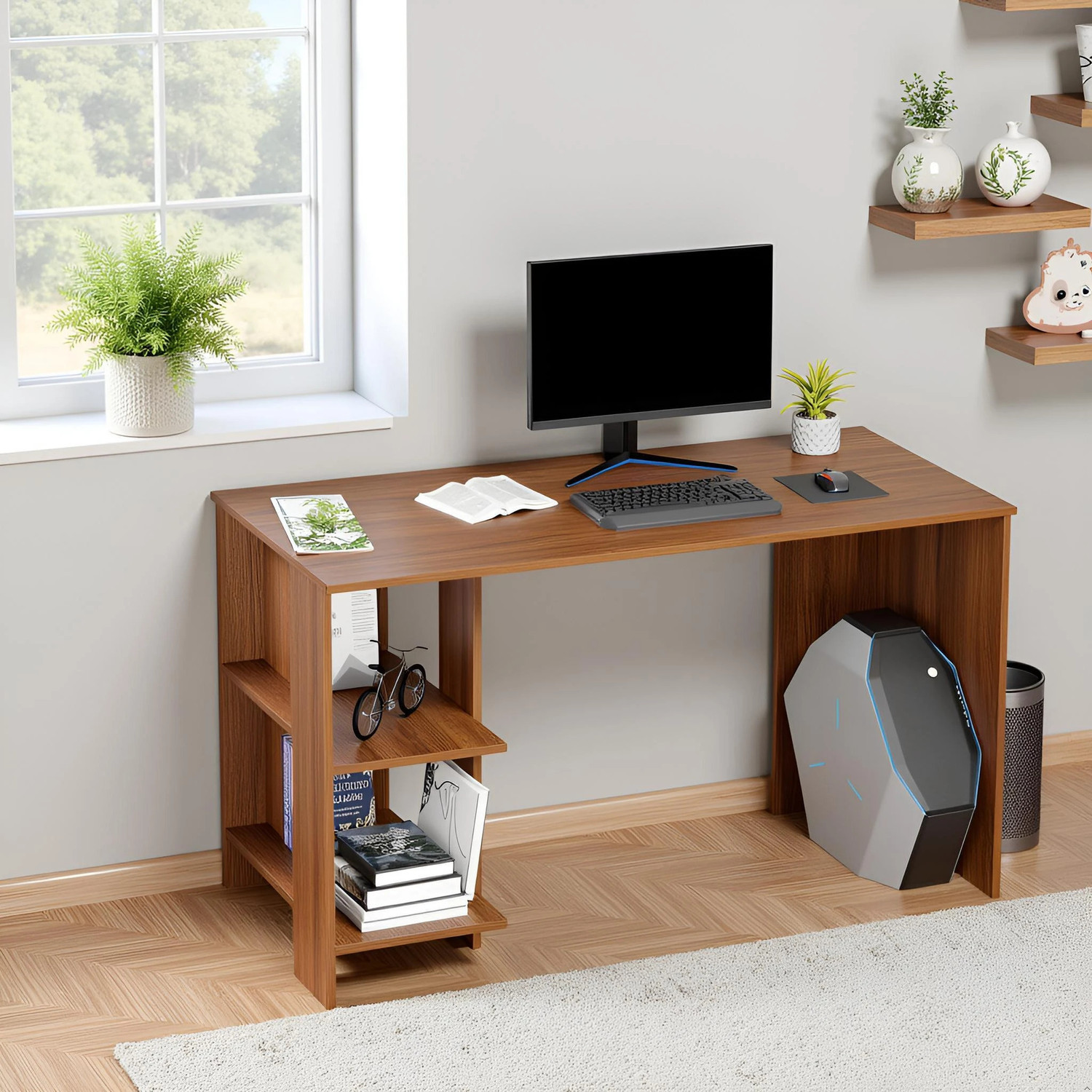 Image of mpm international Engineered Wood Computer Desk (Straight, Finish Color - Black, DIY(Do-It-Yourself))