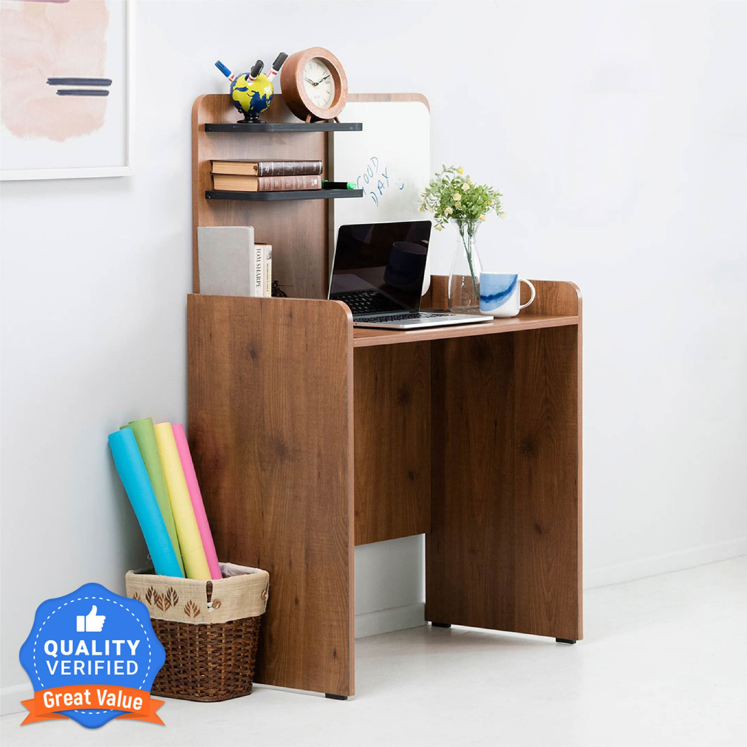 Image of FURLENCO Lana Brand New Engineered Wood Study Table (Free Standing, Finish Color - Brown, Knock Down)
