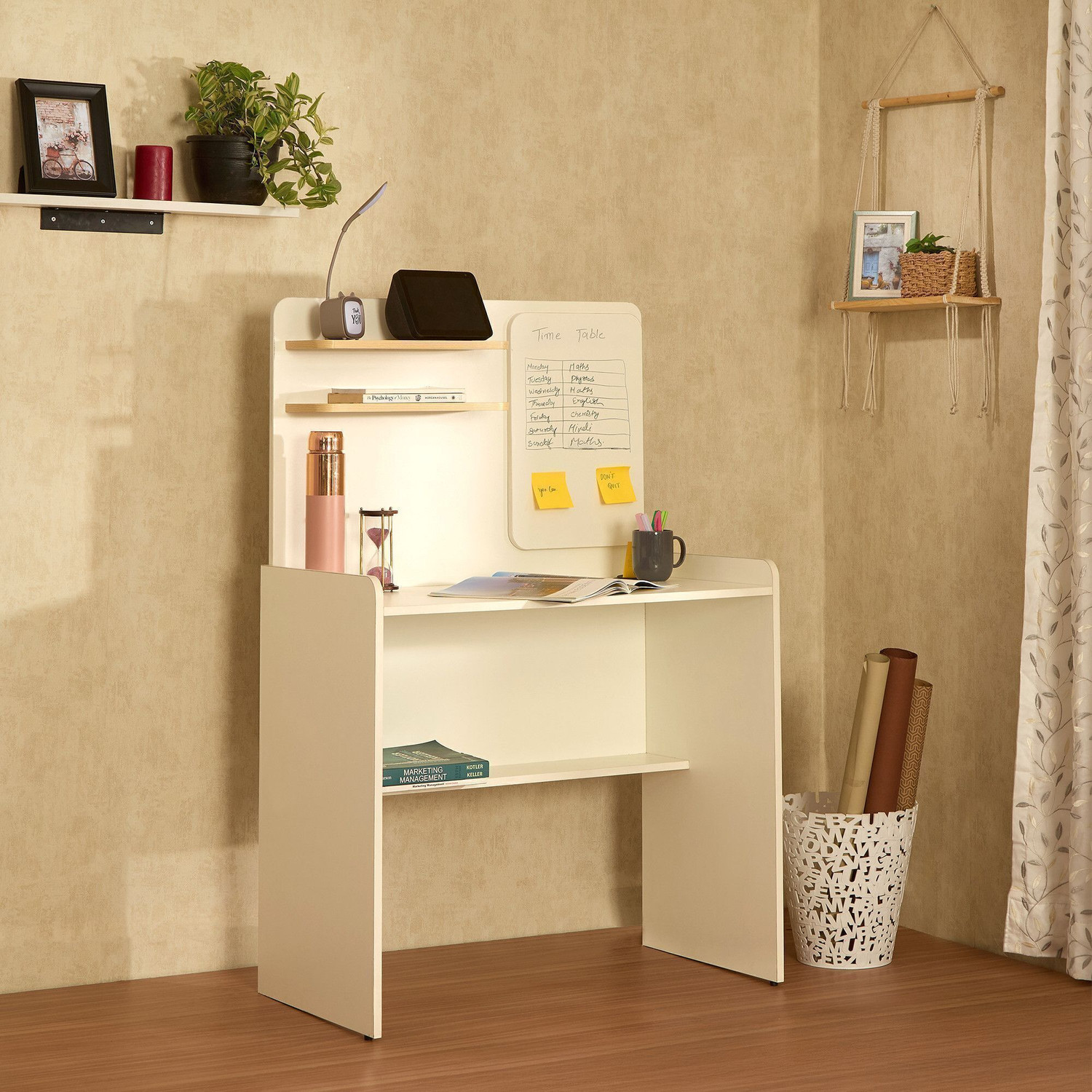 Image of FURLENCO Lana Brand New Engineered Wood Study Table (Free Standing, Finish Color - Brown, Knock Down)