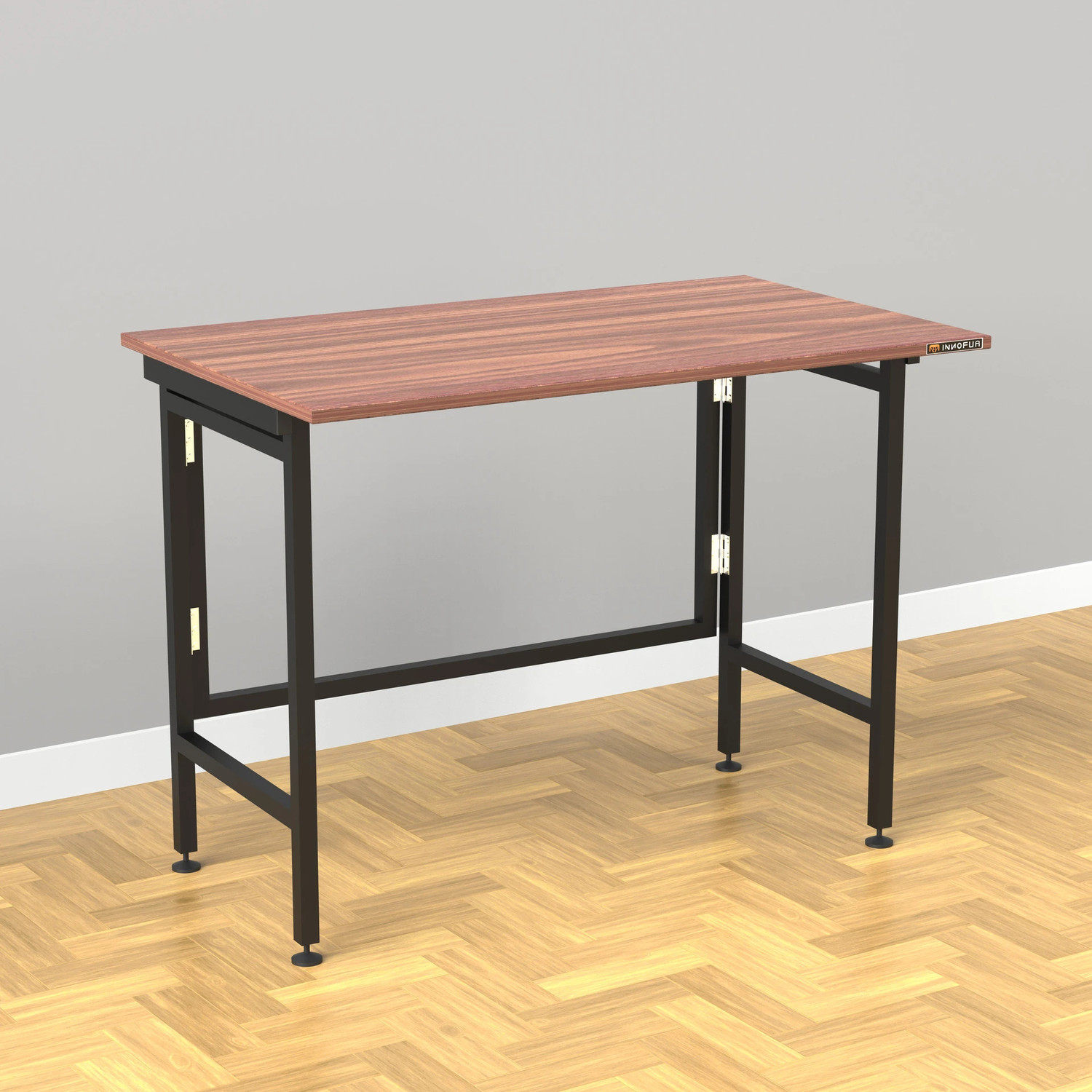 Image of Kiara Quality First Multi-Purpose Portable & Foldable Wooden Dining Table & Computer Desk Solid Wood Computer Desk (Straight, Finish Color - Brown, Pre-assembled)