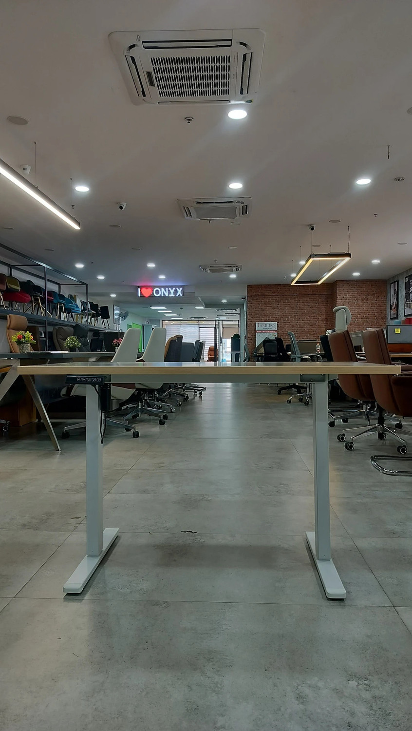 Image of Hepox Studio Electric height adjustable desk frame Only Metal Computer Desk (Straight, Finish Color - Black, DIY(Do-It-Yourself))