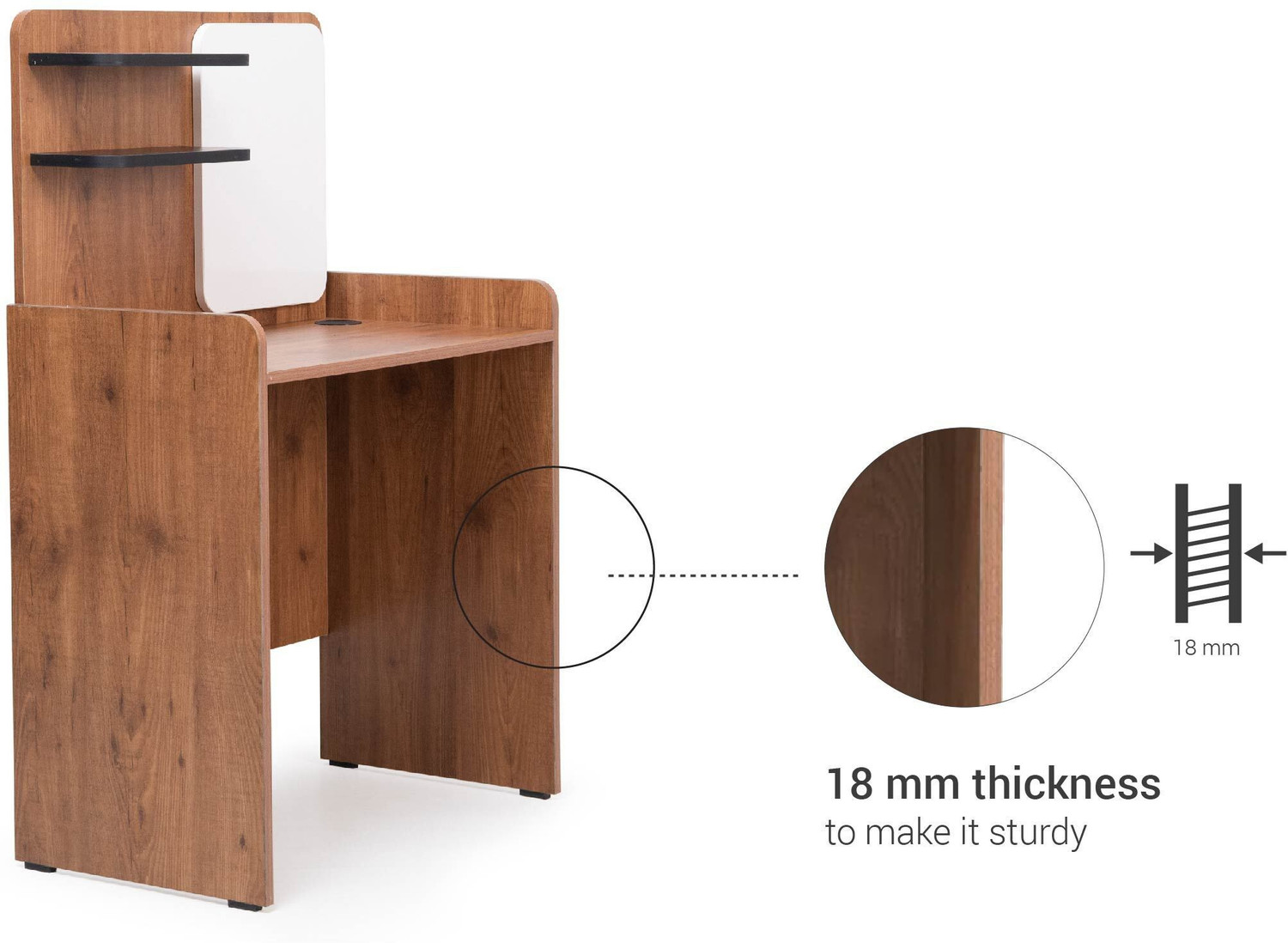 Image of FURLENCO Lana Brand New Engineered Wood Study Table (Free Standing, Finish Color - Brown, Knock Down)