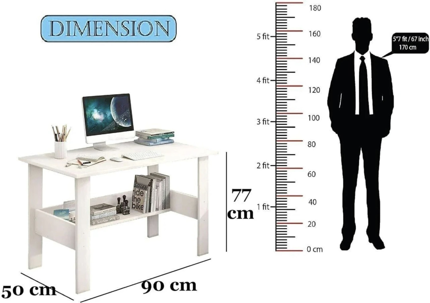 Image of DST CRAFT Engineered Wood Multipurpose Table (Free Standing, Finish Color - White, DIY(Do-It-Yourself))