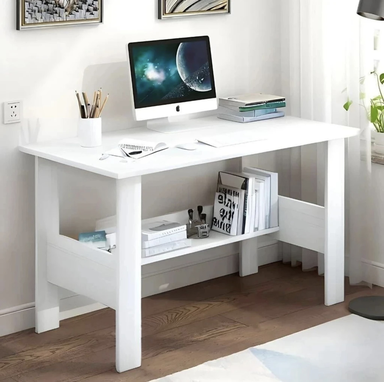 Image of DST CRAFT Engineered Wood Multipurpose Table (Free Standing, Finish Color - White, DIY(Do-It-Yourself))