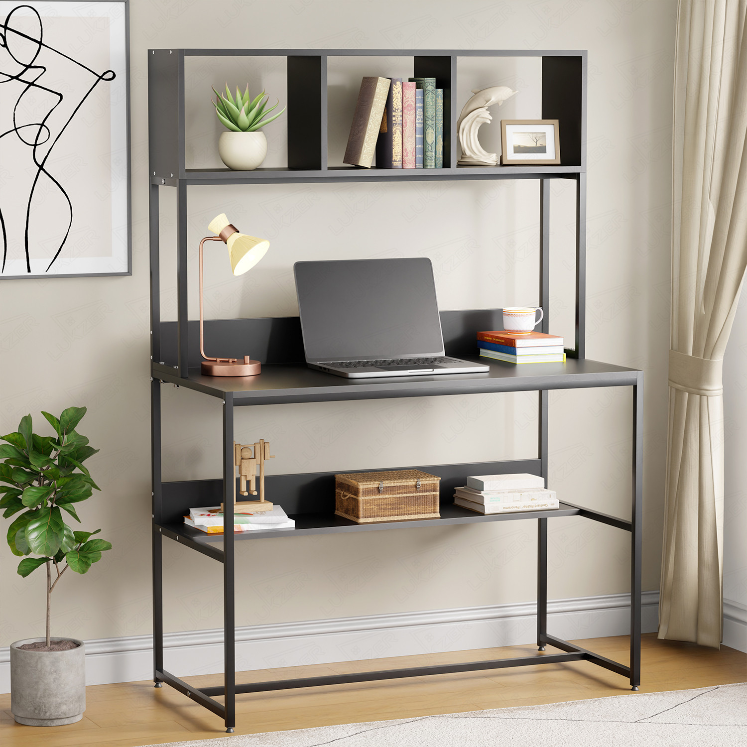 Image of mpm international Engineered Wood Computer Desk (Straight, Finish Color - Black, DIY(Do-It-Yourself))