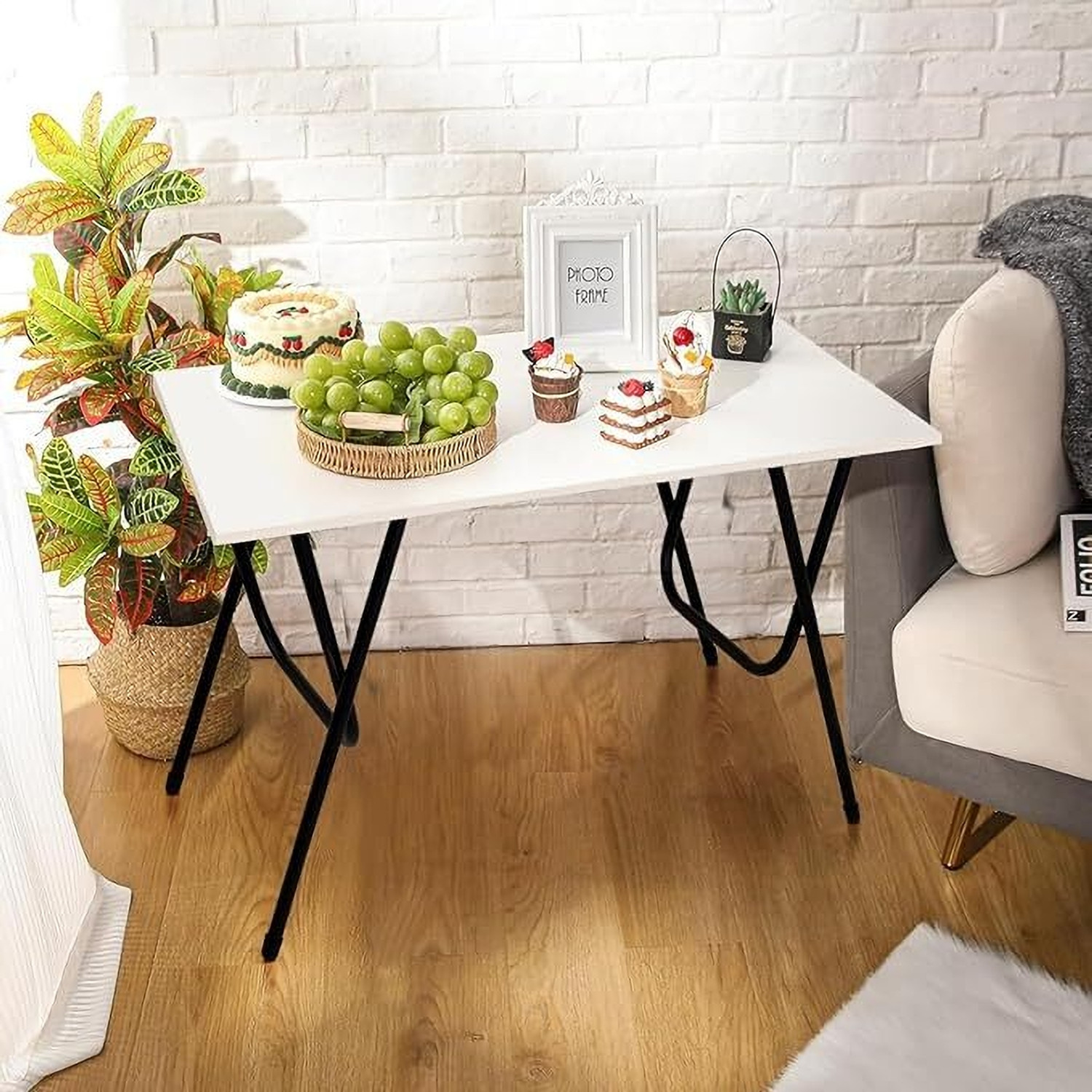 Image of CATIVE Engineered Wood Multipurpose Table (Free Standing, Finish Color - White, DIY(Do-It-Yourself))