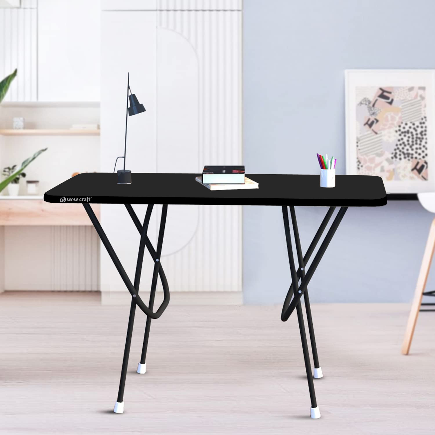 Image of Kiara Quality First Multi-Purpose Portable & Foldable Wooden Dining Table & Computer Desk Solid Wood Computer Desk (Straight, Finish Color - Brown, Pre-assembled)