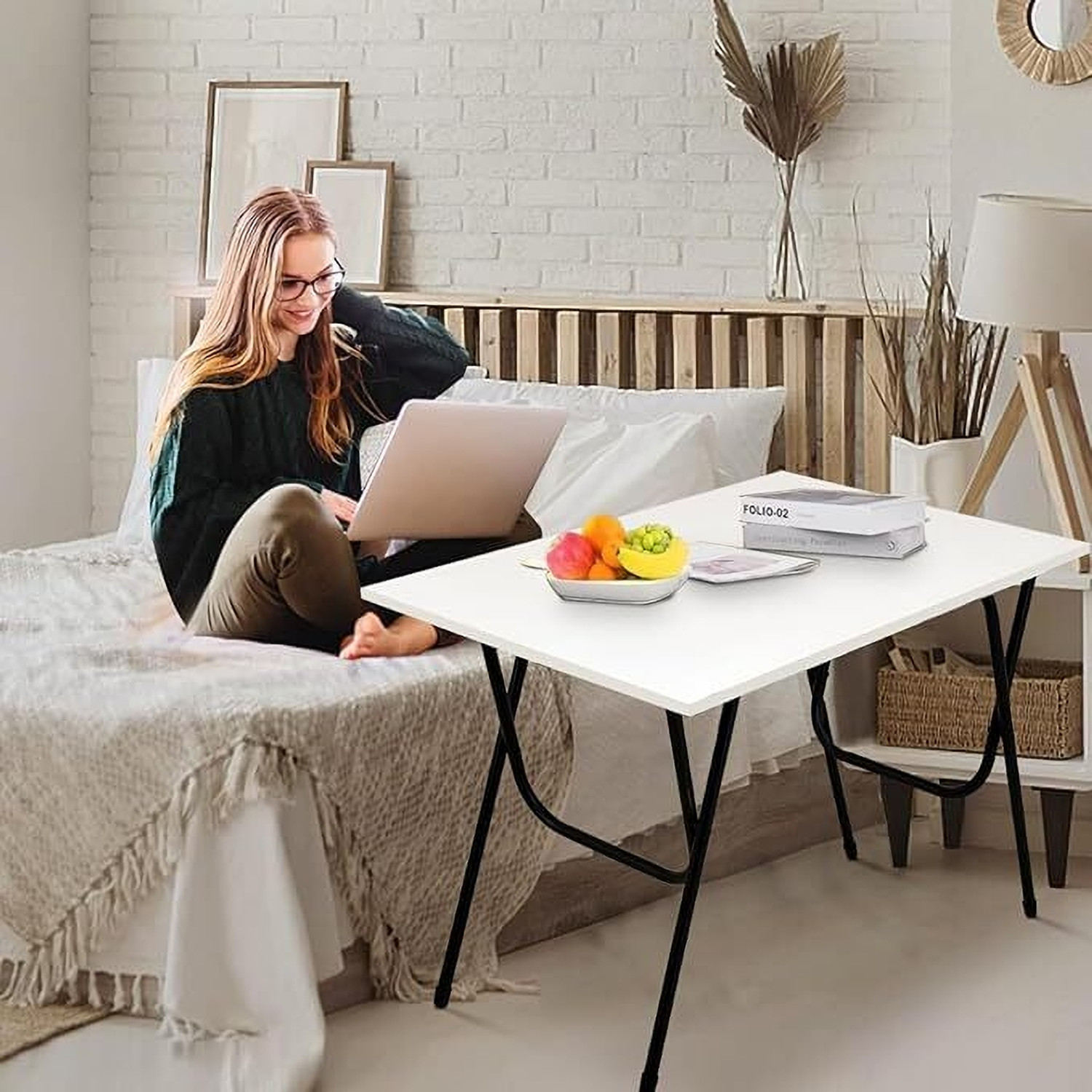 Image of CATIVE Engineered Wood Multipurpose Table (Free Standing, Finish Color - White, DIY(Do-It-Yourself))