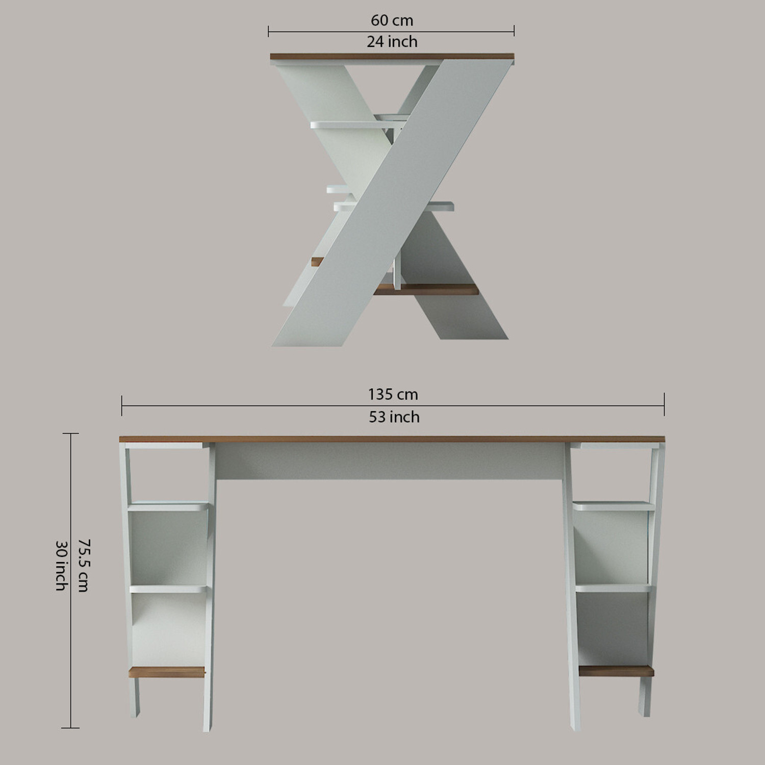 Image of Wood You Engineered Wood Study Table (Free Standing, Finish Color - Lyon Teak, Knock Down)