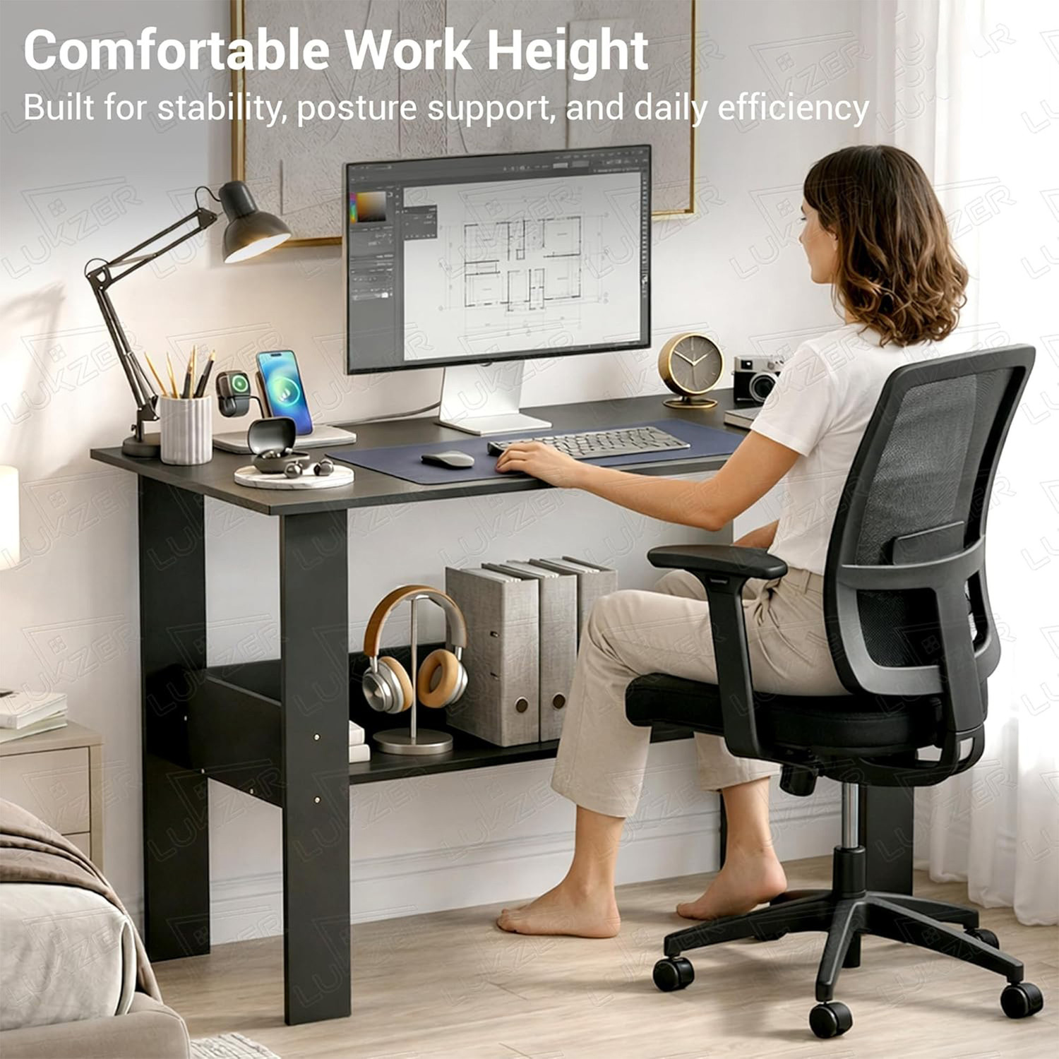 Image of ESTANTERIA Engineered Wood Multipurpose Table (Free Standing, Finish Color - Black, DIY(Do-It-Yourself))