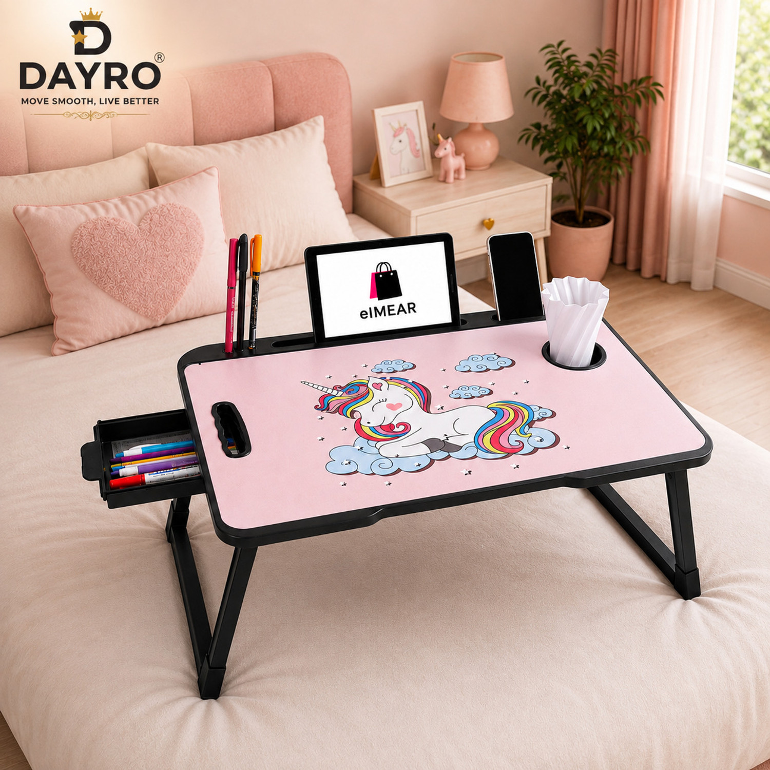 Image of Story@home LT4003 Wood Portable Laptop Table (Finish Color - Blue, Pre Assembled)