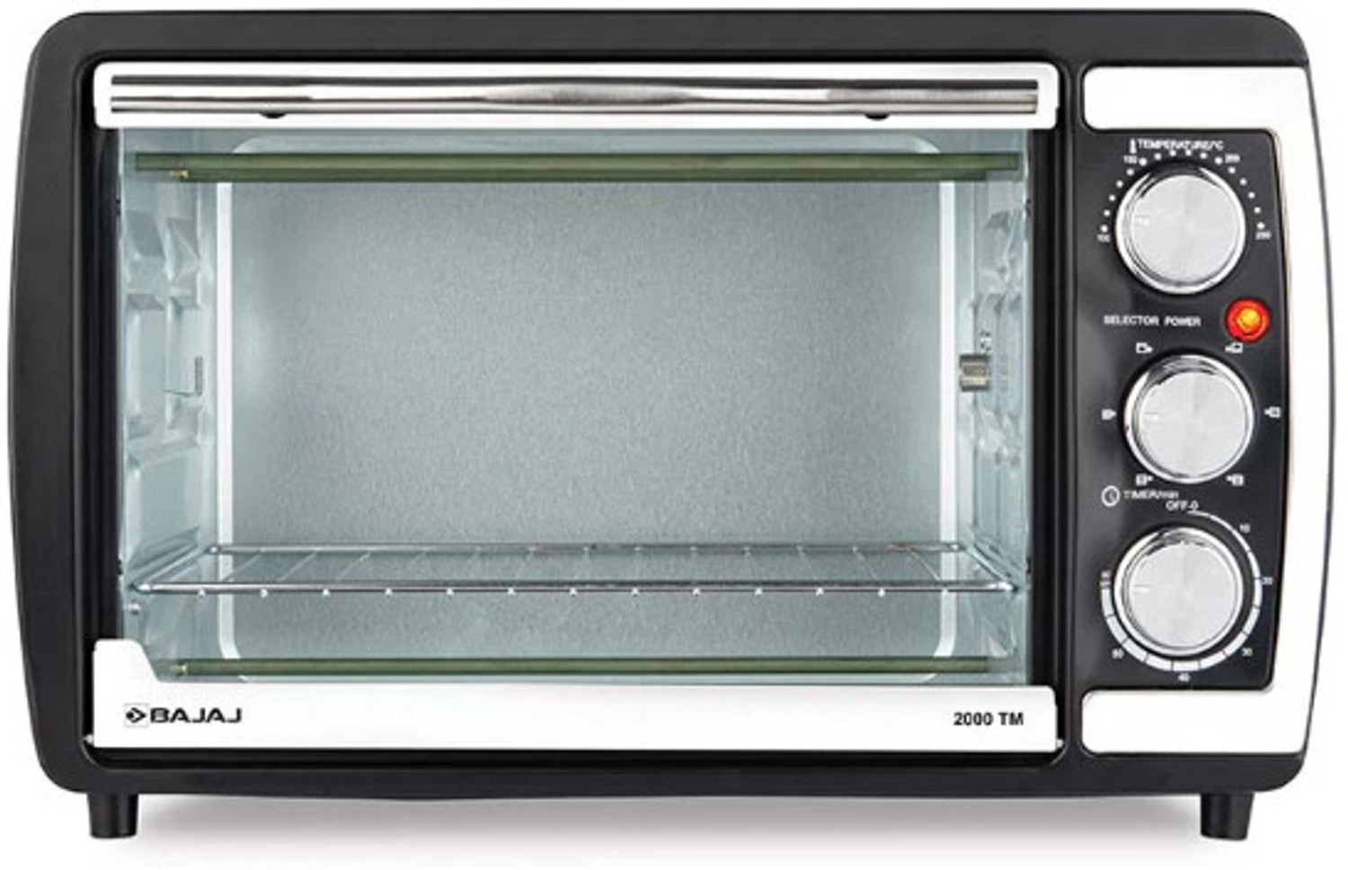 BAJAJ 20-Litre Oven Toaster Grill OTG 2025 Model 20L TM 20 with Stainless steel body, Black grey